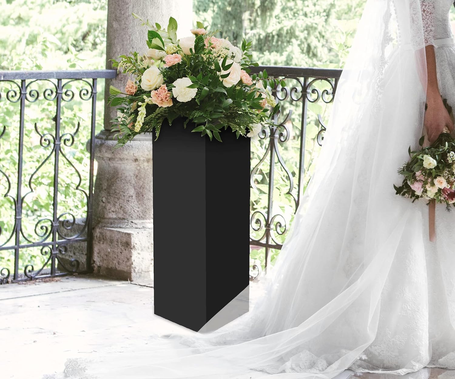 Tall Display Cube Lucite Box 12x12x40 Black 5 Sided Pedestal Stand