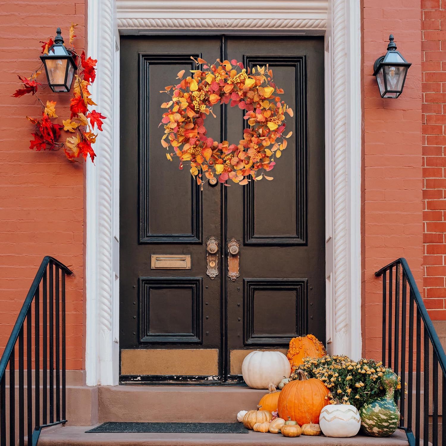 Sggvecsy 20 Fall Wreath Autumn Decor Front Door Wreath