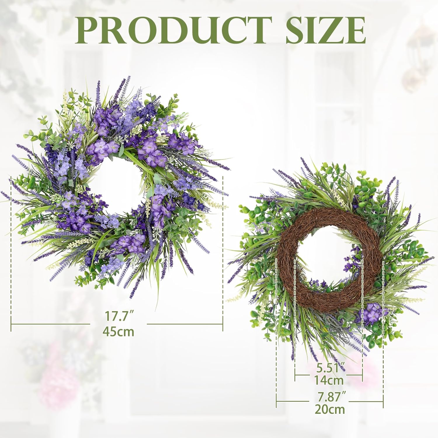 Briful Purple Spring Wreath for Front Door