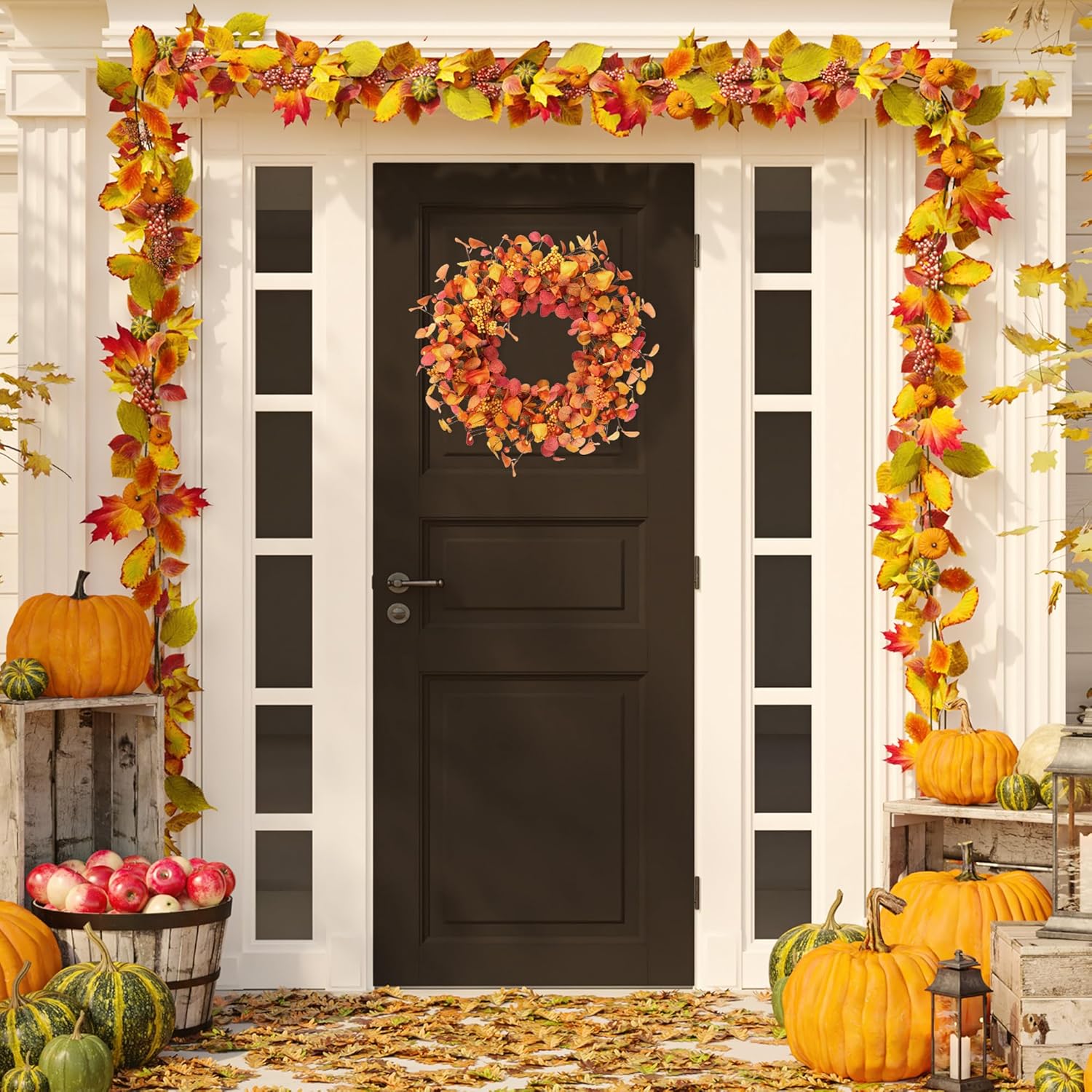 Sggvecsy 20 Fall Wreath Autumn Decor Front Door Wreath