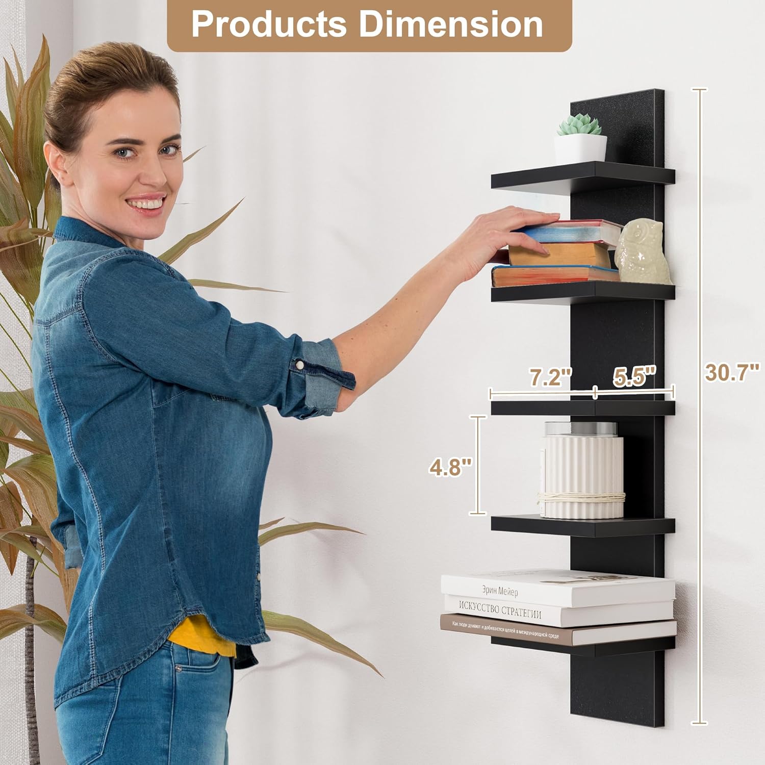 Fun Memories 5 Tier Wall Shelf Unit Black