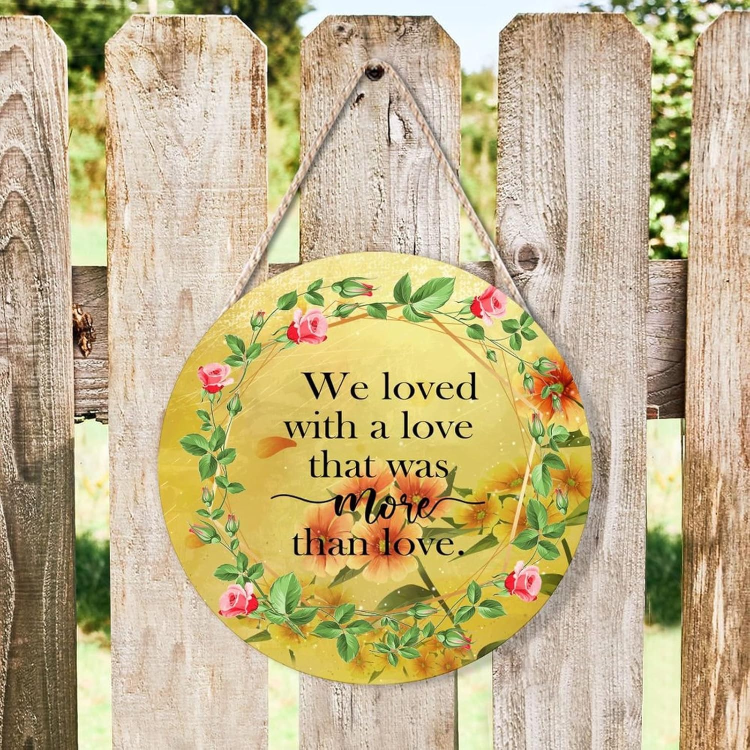 Floral Wreath Door Hanger with Inspirational Quotes 10x10in