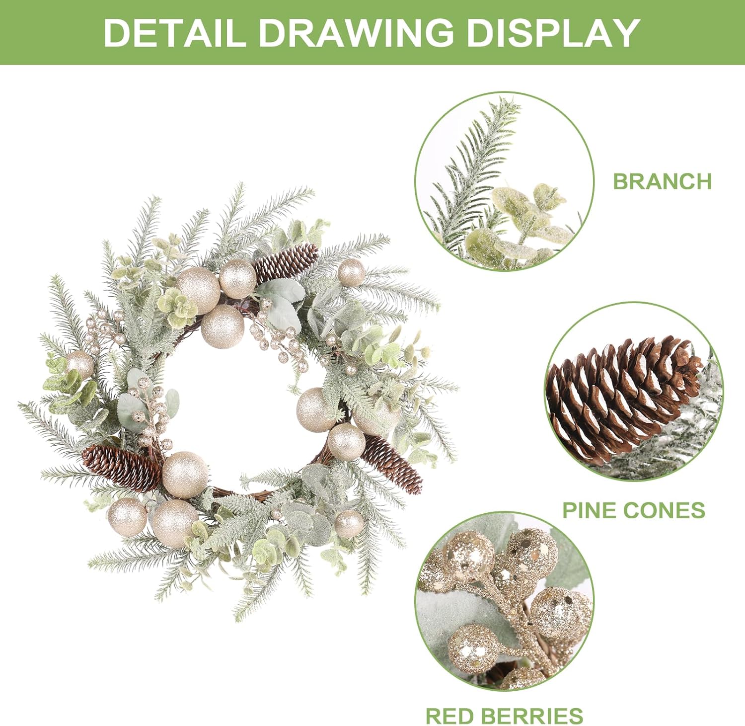 Super Holiday 19 Inch Champagne Christmas Wreath