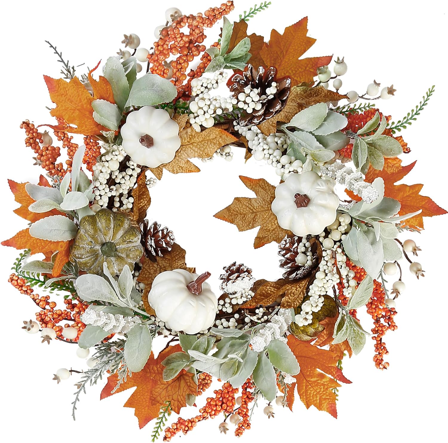 Sggvecsy 20 Inch Autumn Front Door Wreath