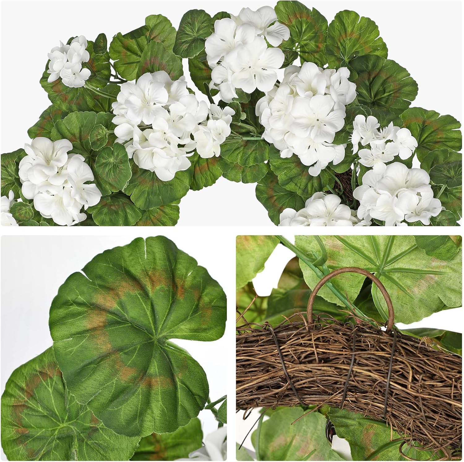 Briful 196 Inch Geranium Wreath with Greenery