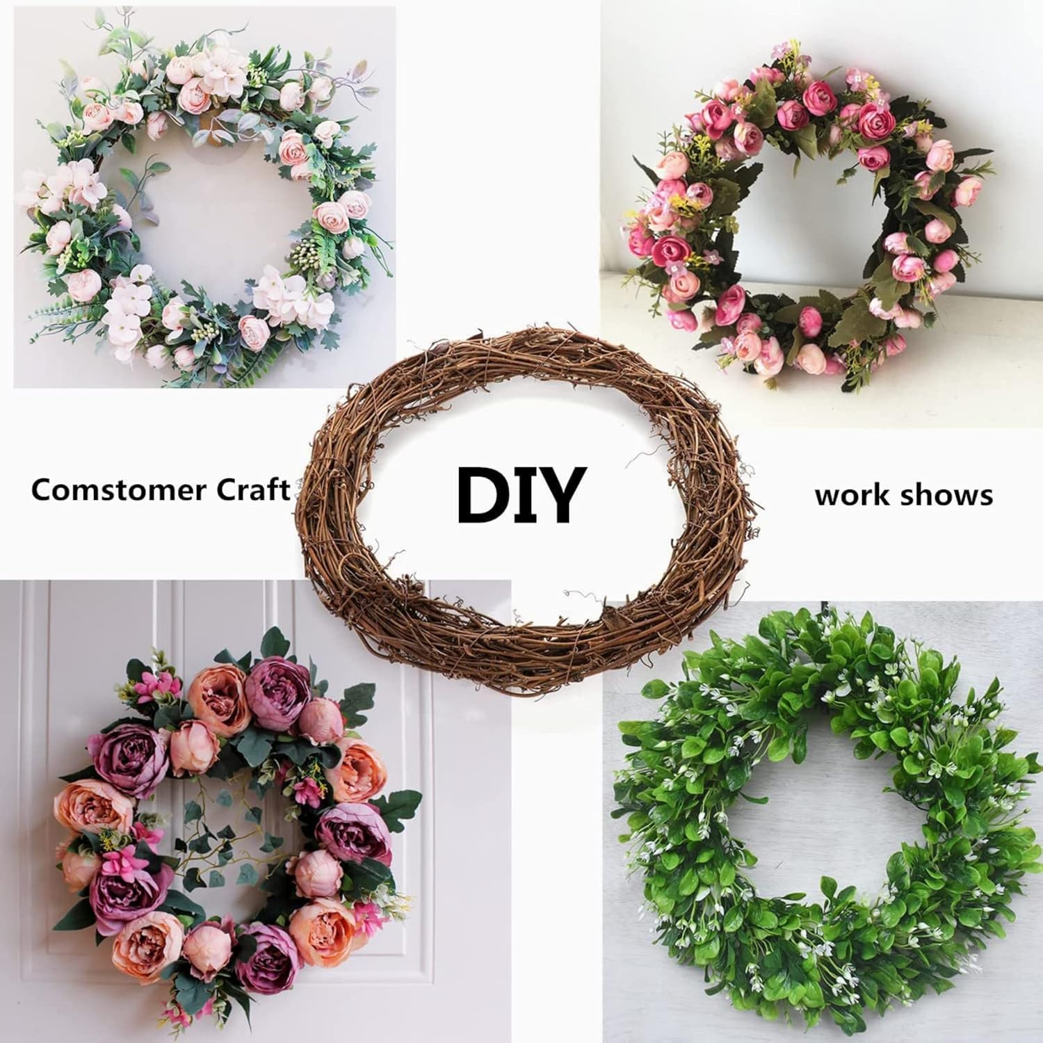 2 Pcs Natural Grapevine Wreaths for DIY Decorations