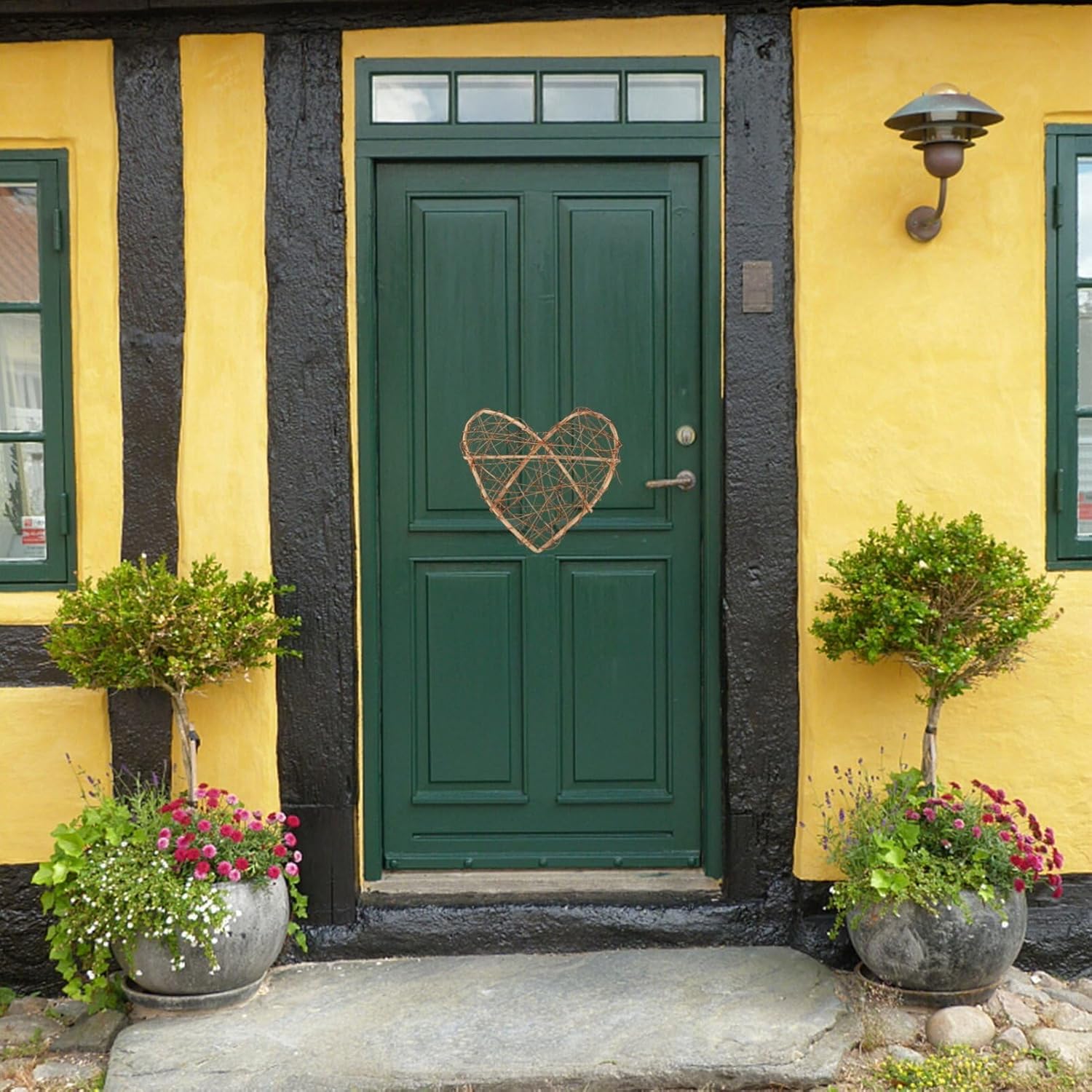 1pc Heart Shaped Rattan Wreath for Front Door