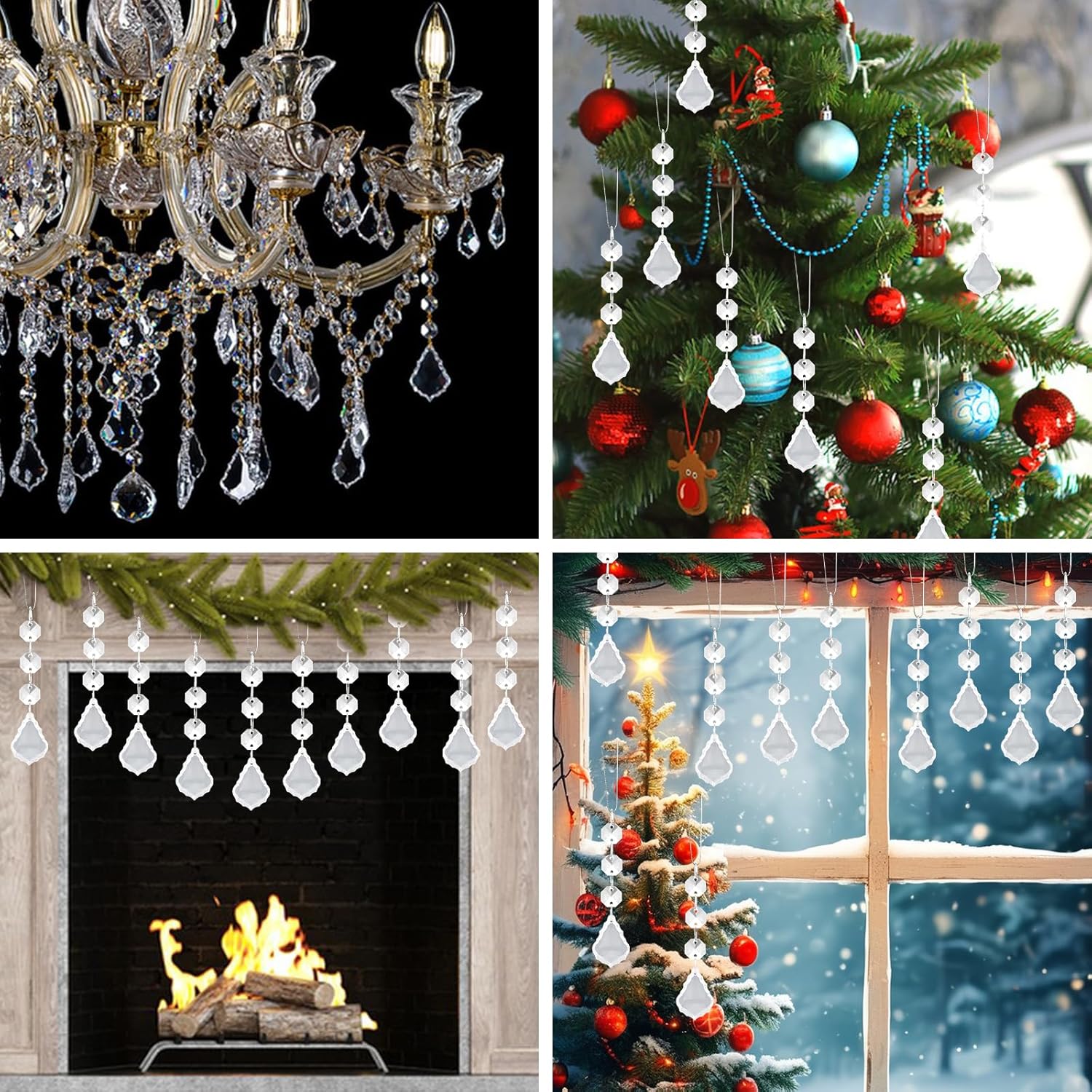 Crystal Christmas Ornaments - 30 Pcs Hanging Angel Crystals for Tree Decorations