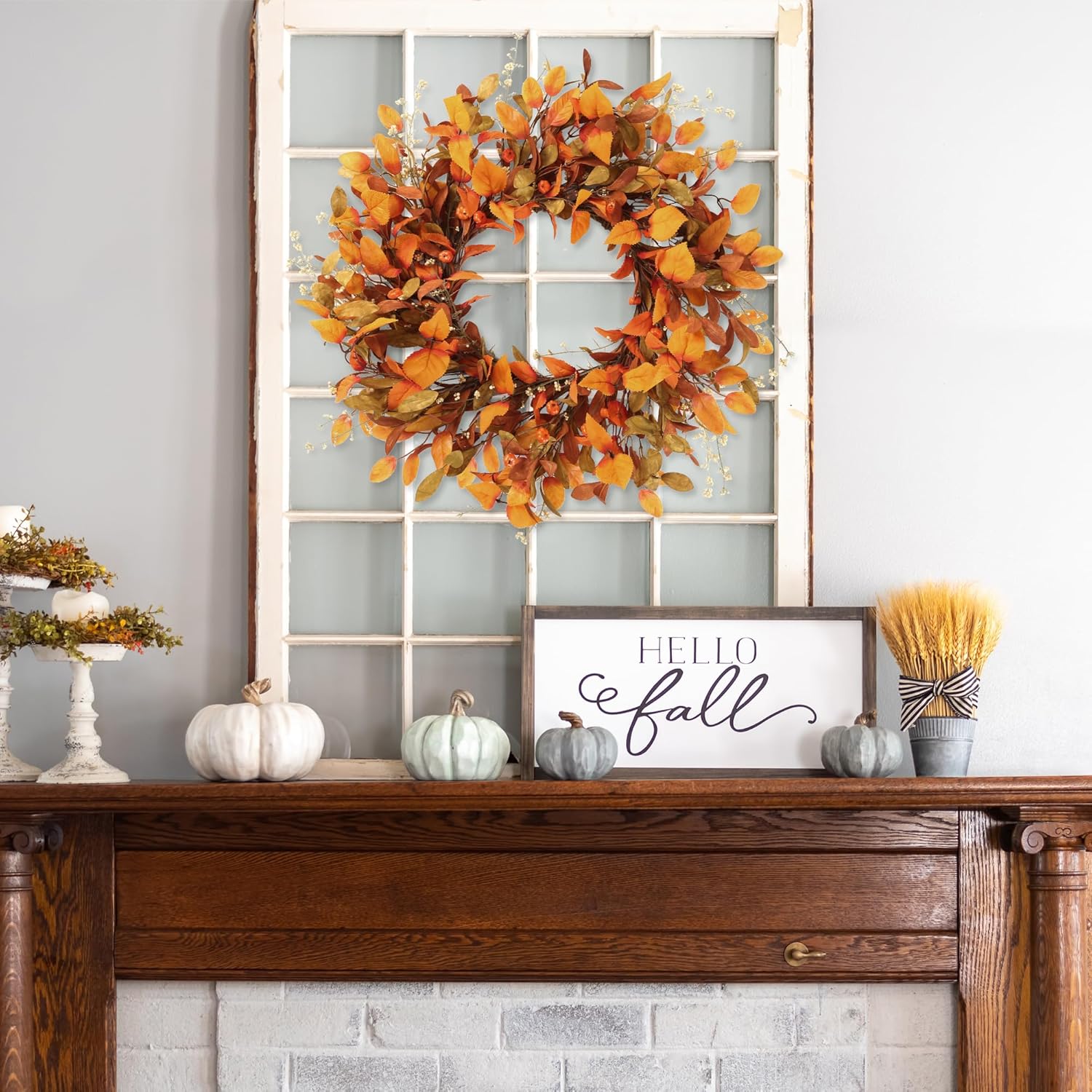 Sggvecsy Fall Wreath 21 Inch Autumn Decor Door Accent