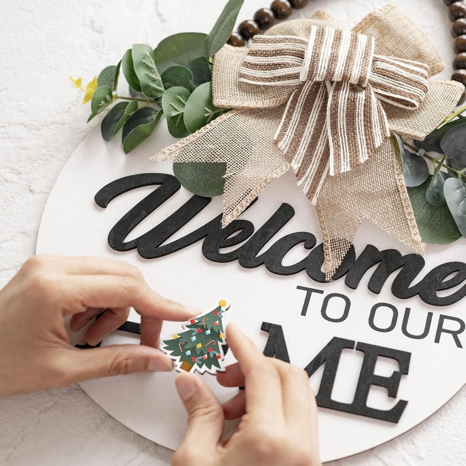 Welcome Sign for Front Door Wreath Decorations All Seasons