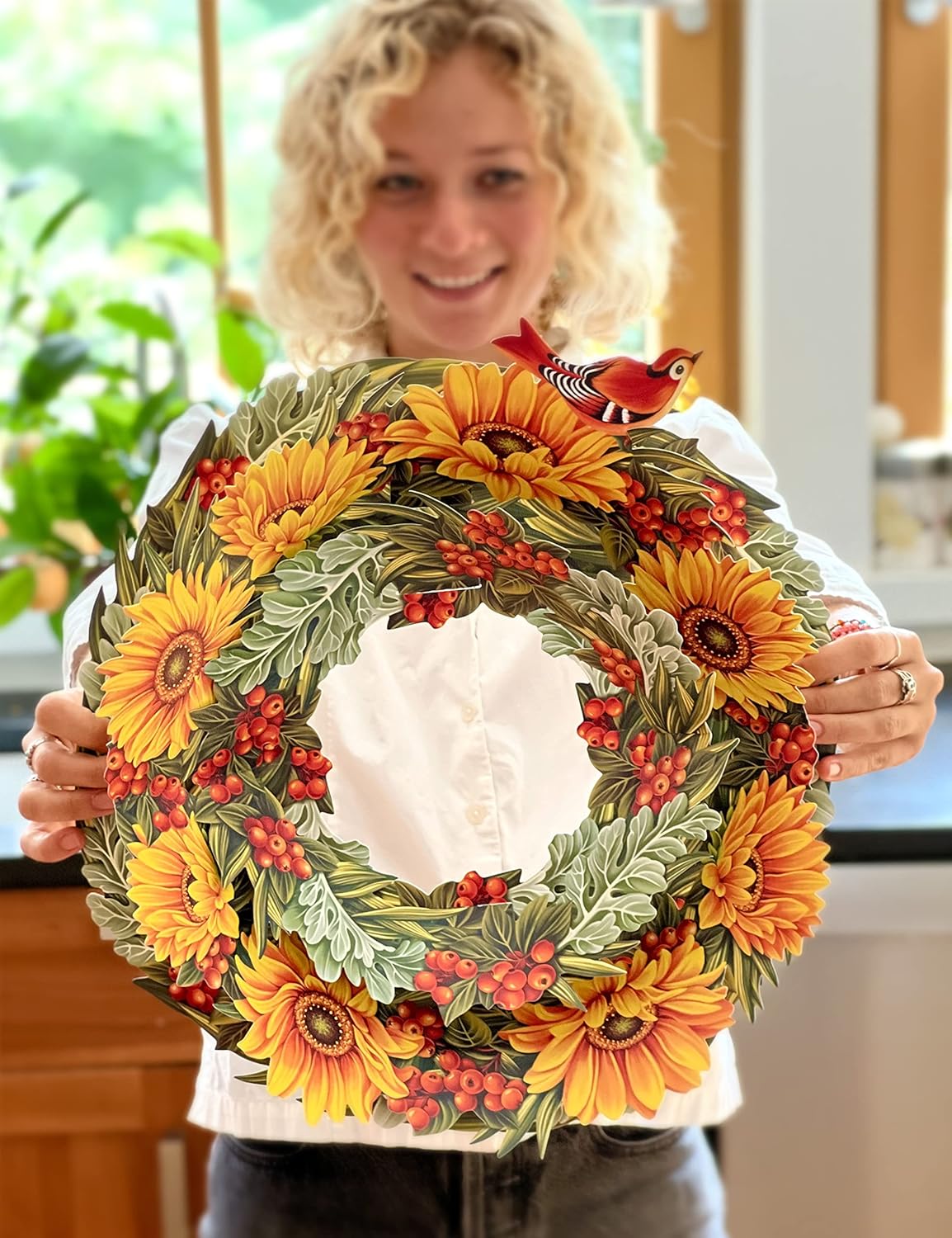 Freshcut Paper Sunflower Wreath 15 Inch 3D Pop Up Card