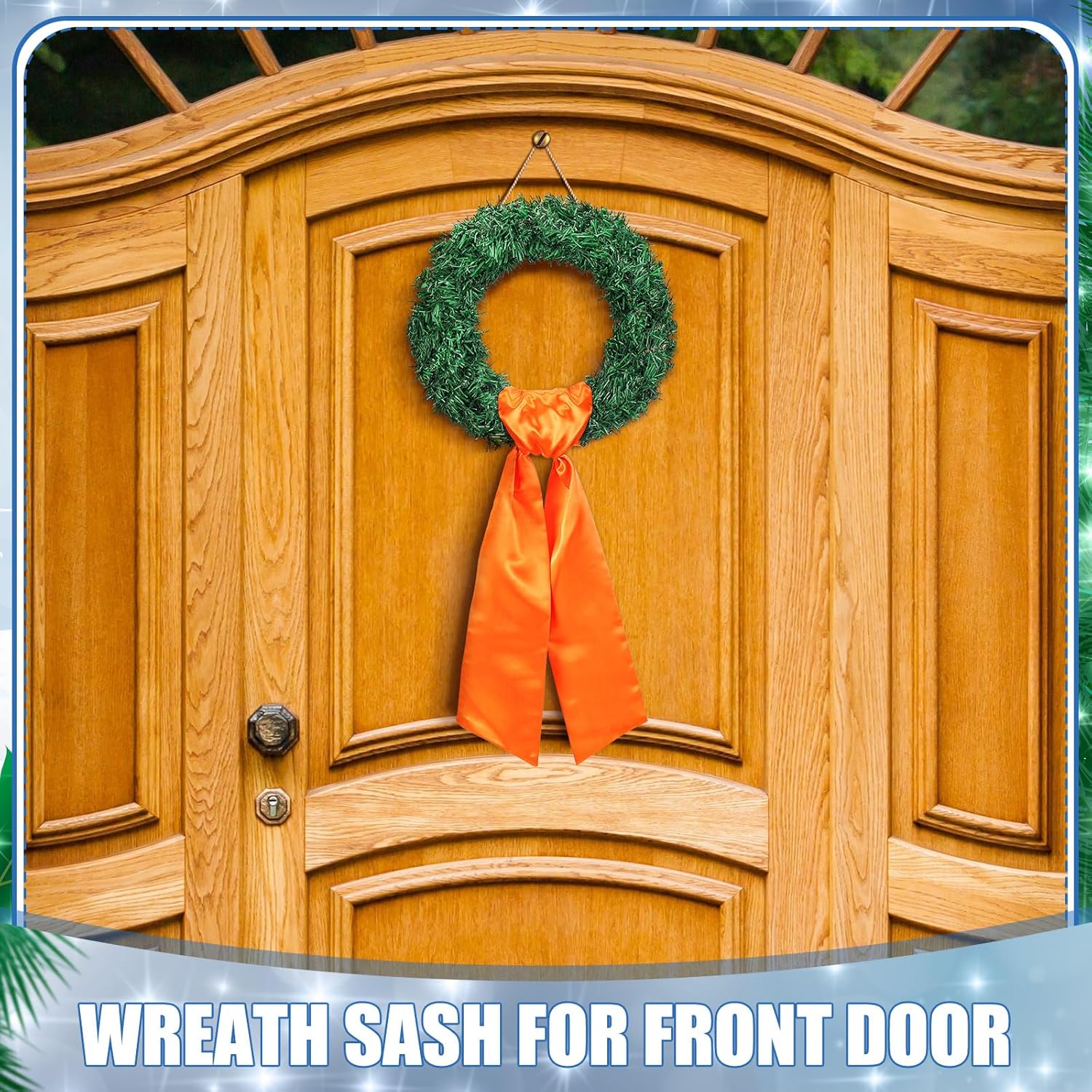 Orange Wreath Sash for Front Door Holiday Decor