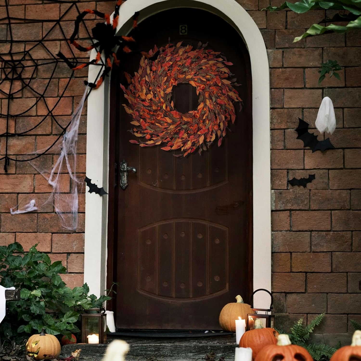 Kmise 25 Inch Fall Wreath Front Door Decor