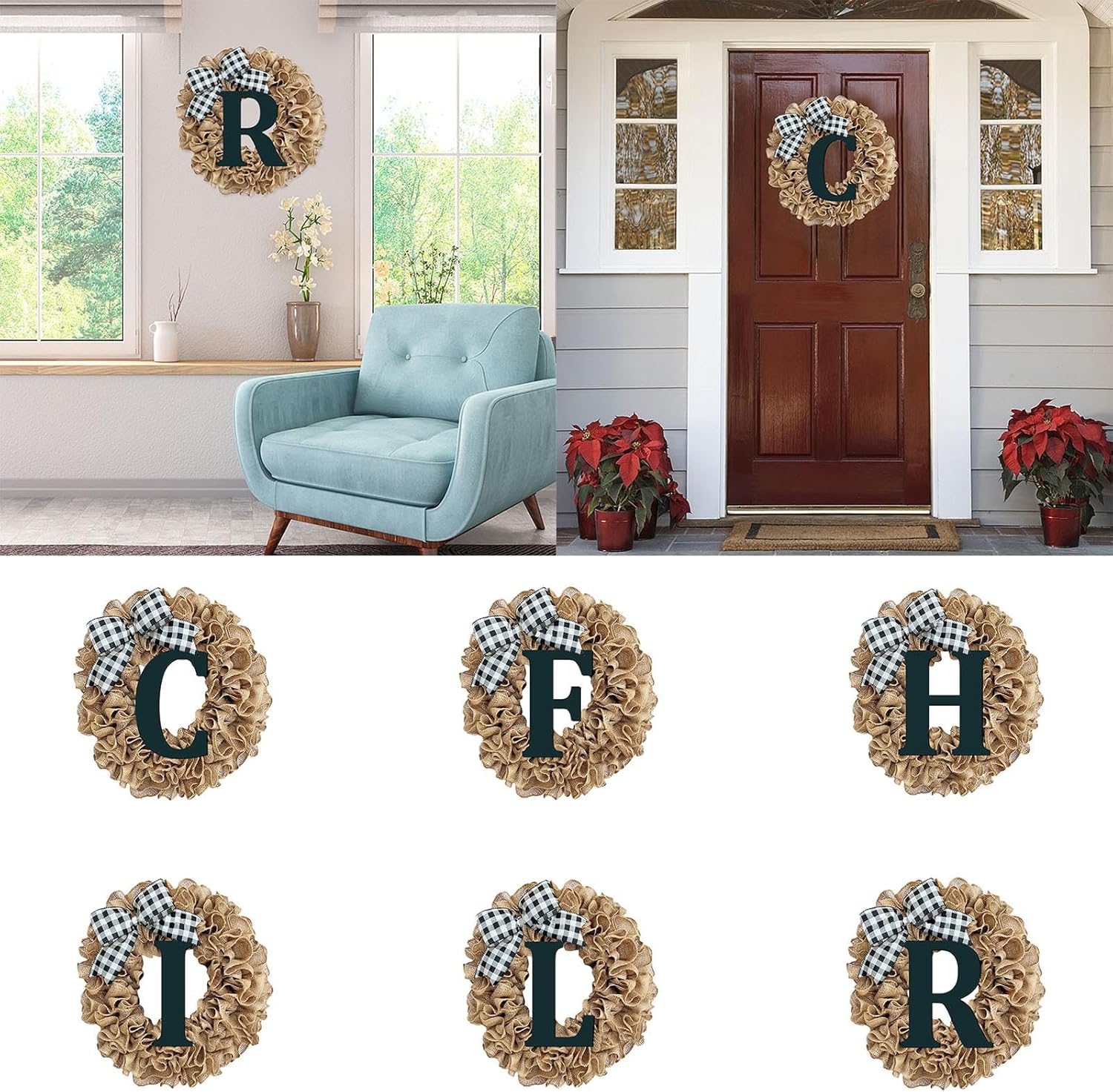 Customizable Last Name Year Round Front Door Wreath