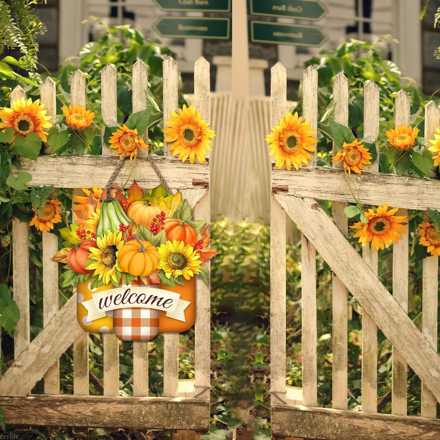 Welcome Fall Door Sign with Pumpkin Design
