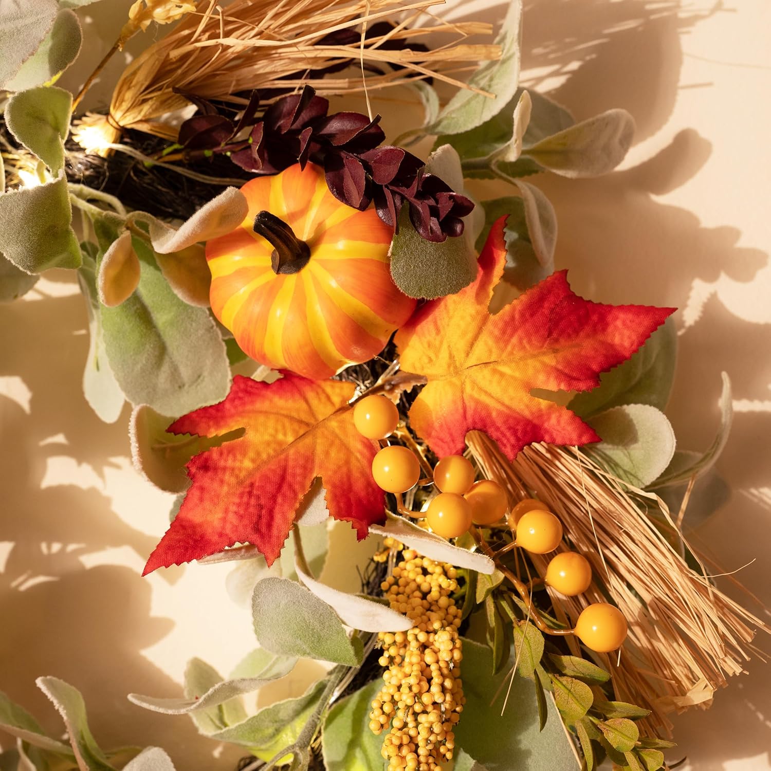 Valery Madelyn 18 Inch Autumn Wreath with Lights