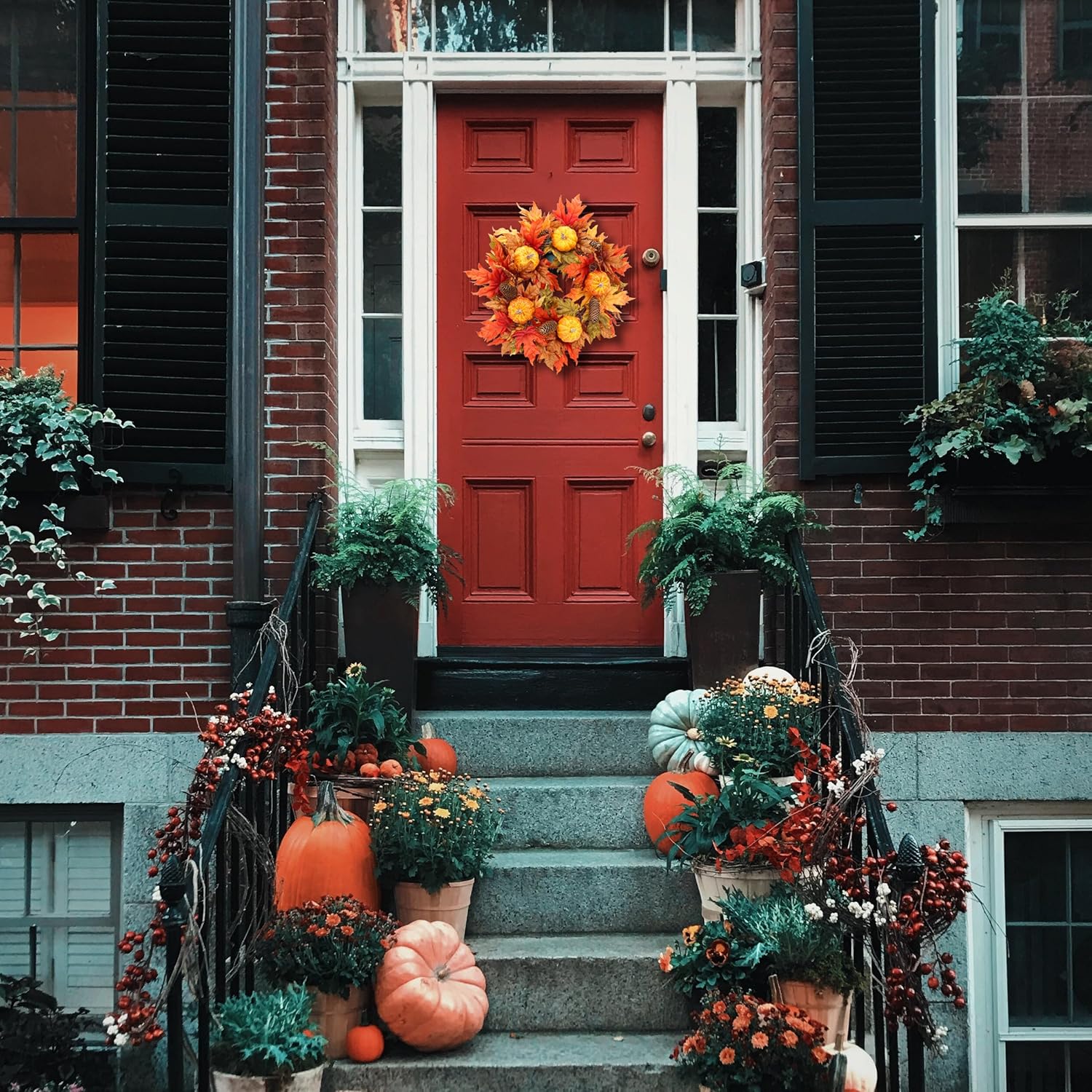 20 Inch Fall Wreath for Front Door and Entryway