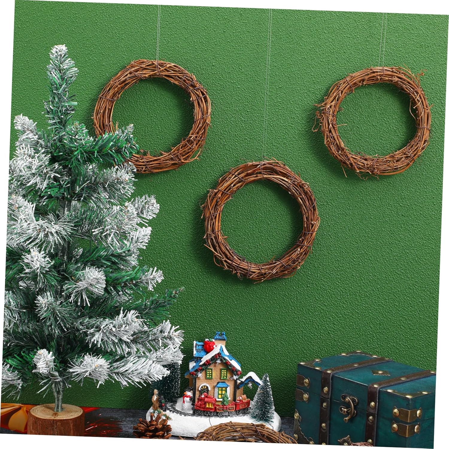 15 inch Rattan Wreath Set 10 pcs Dried Vine Door Hanger Home Decor