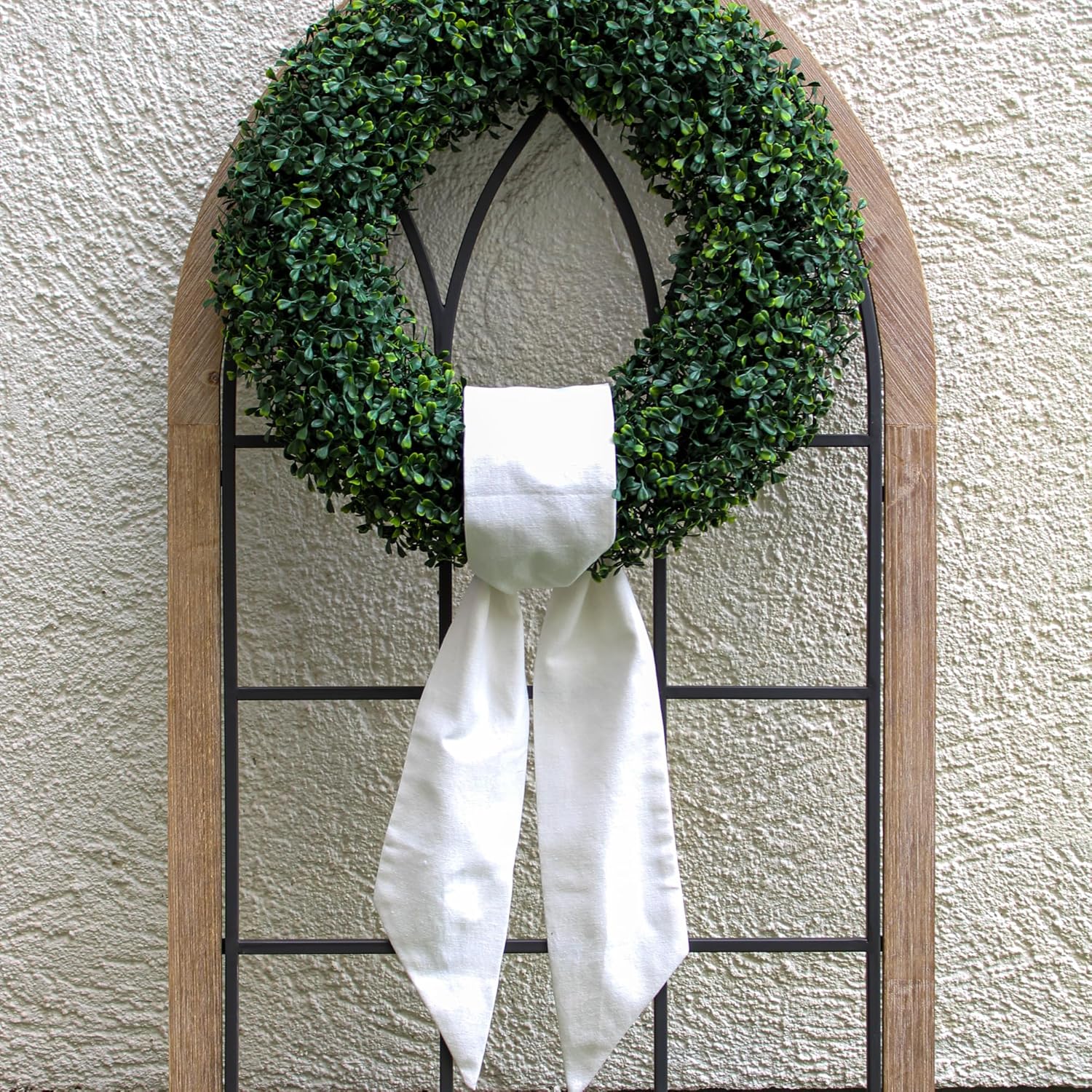 White Linen Wreath Sash for Front Door 56 x 45