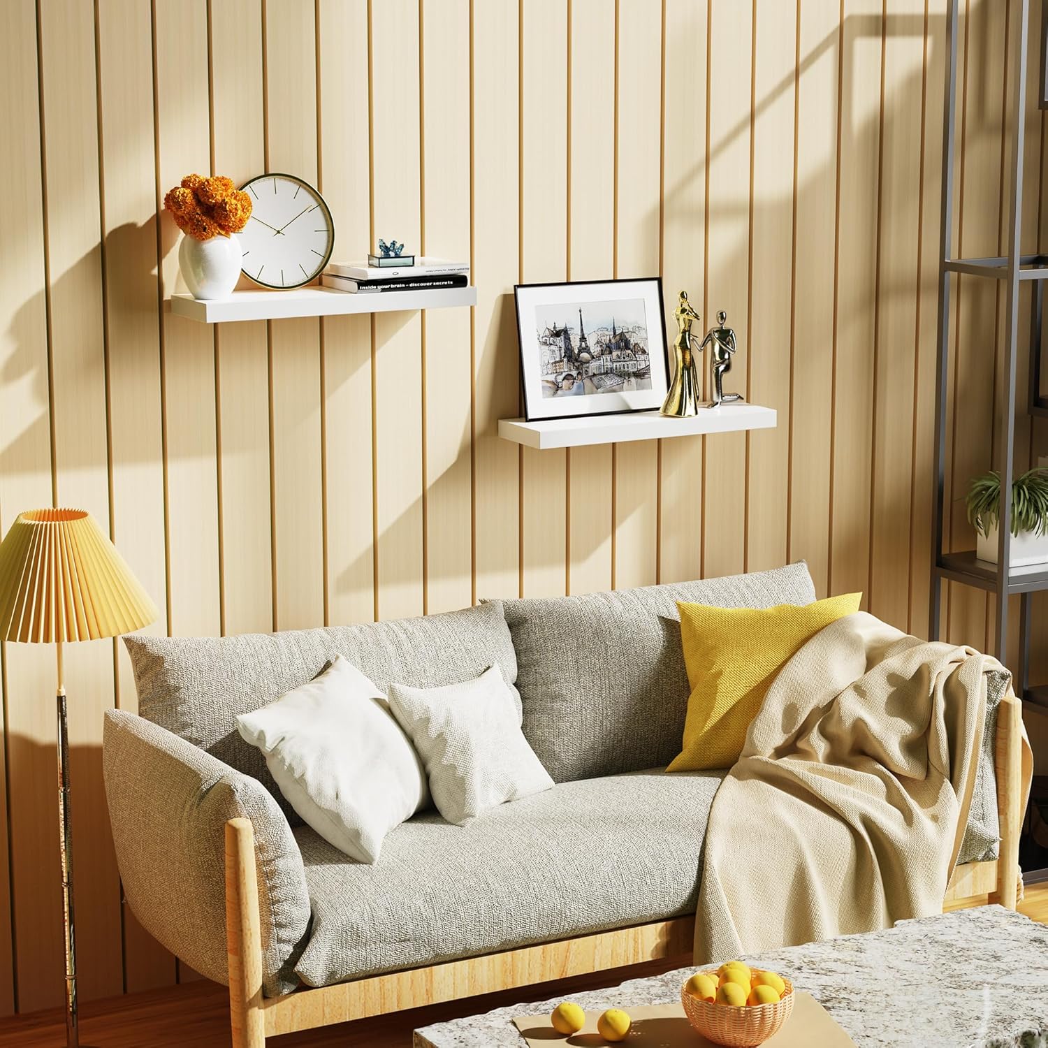 Bellsal Floating Shelves for Wall Set of 2 White Engineered Wood
