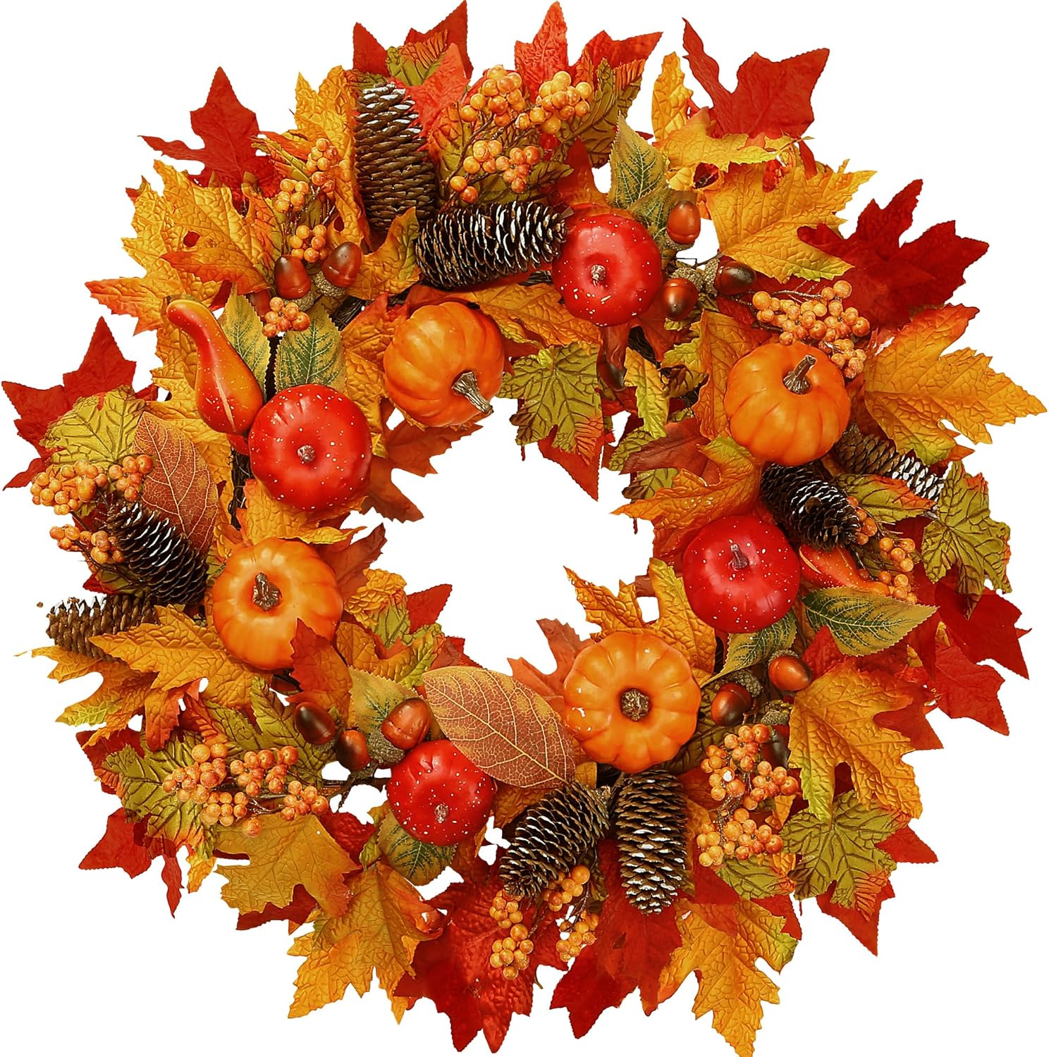 Sggvecsy 22 Inch Fall Wreath Decor for Front Door and Window