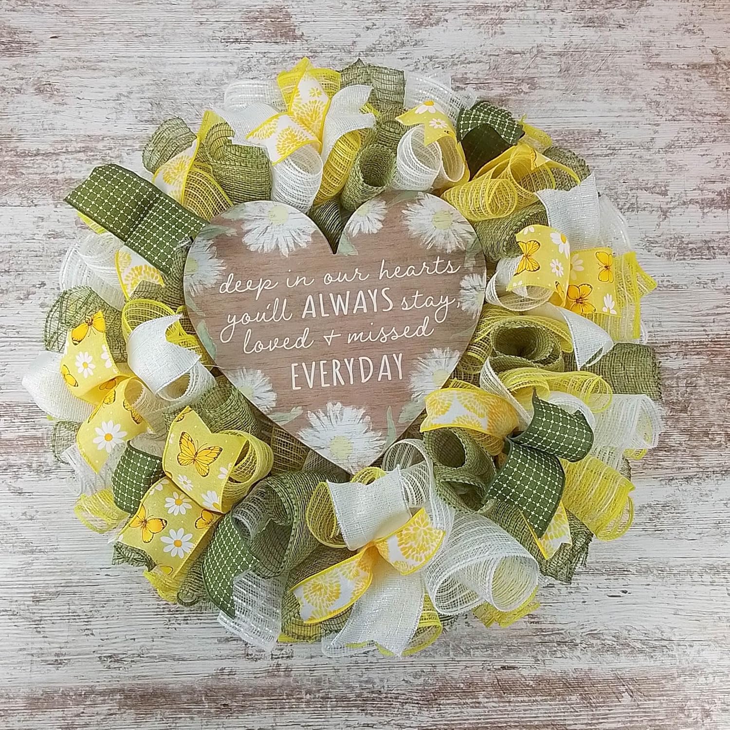 Memorial Wreath Door Hanger with Removable Heart Sign