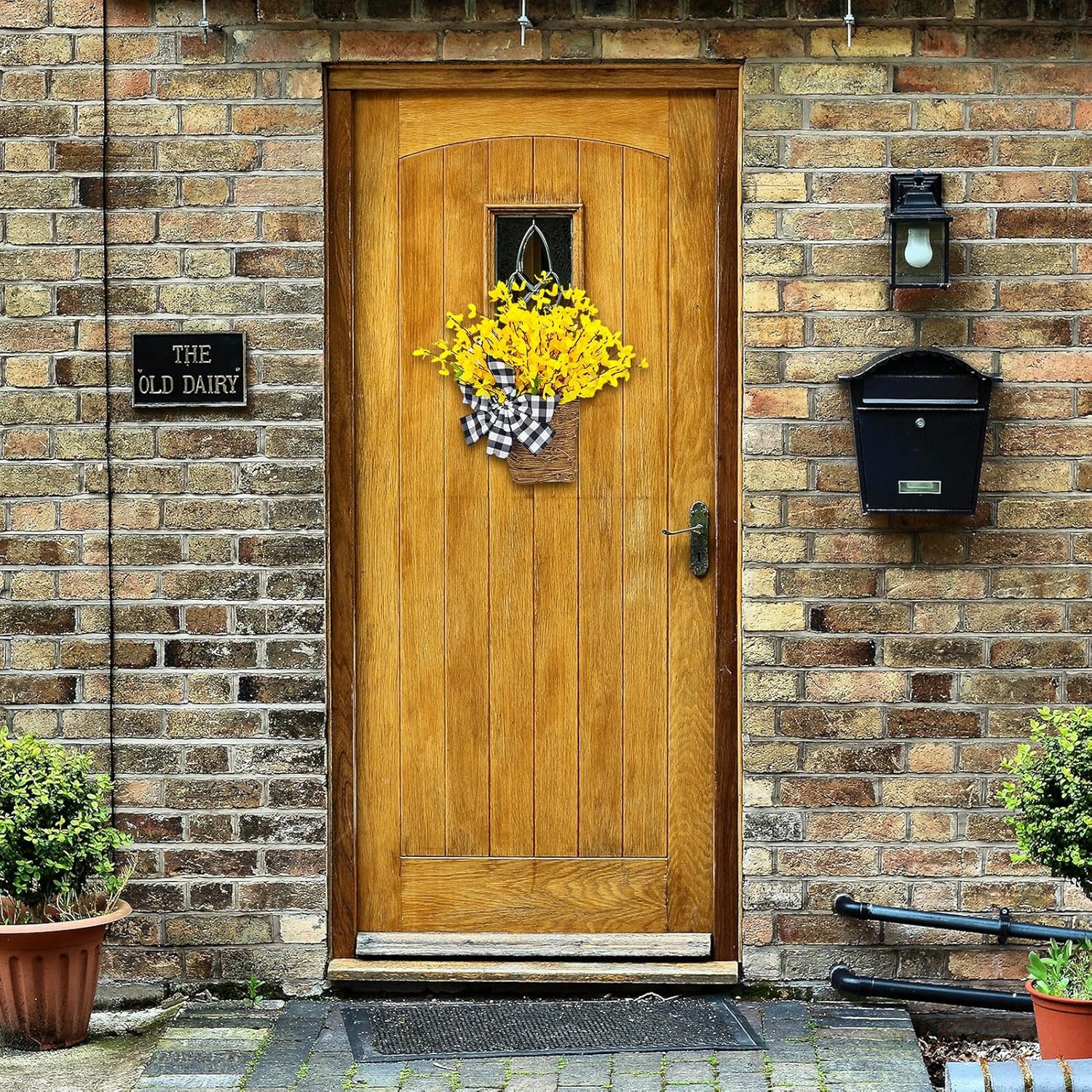 Artificial Spring Door Wreath with Rattan Frame