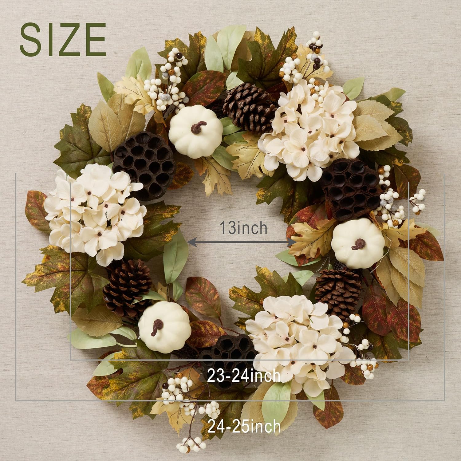 DECOR BY HANNAH 24 Inch Collapsible Fall Wreath with Lights