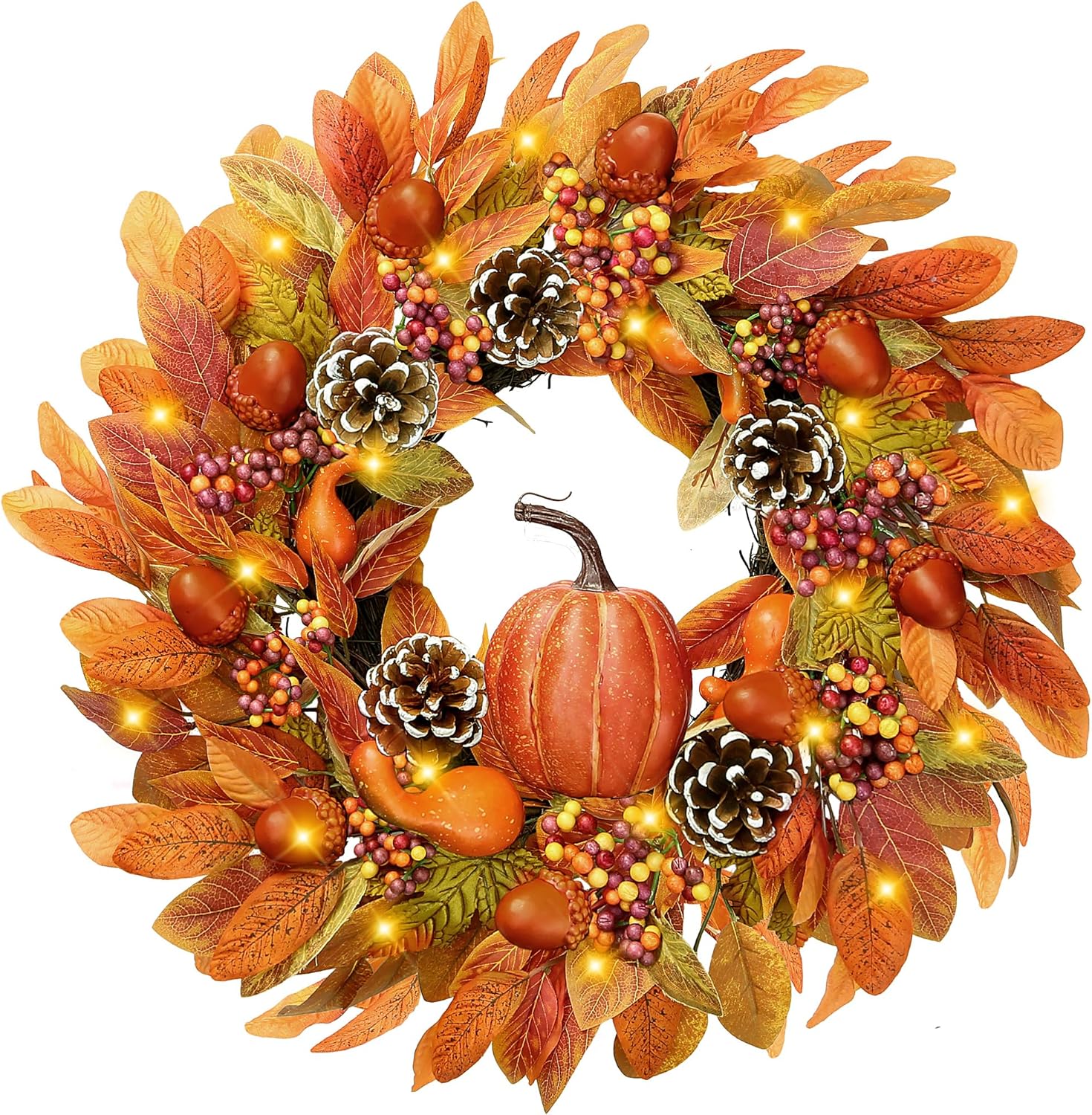 Sggvecsy 22 Inch Fall Wreath for Front Door and Wall Decor