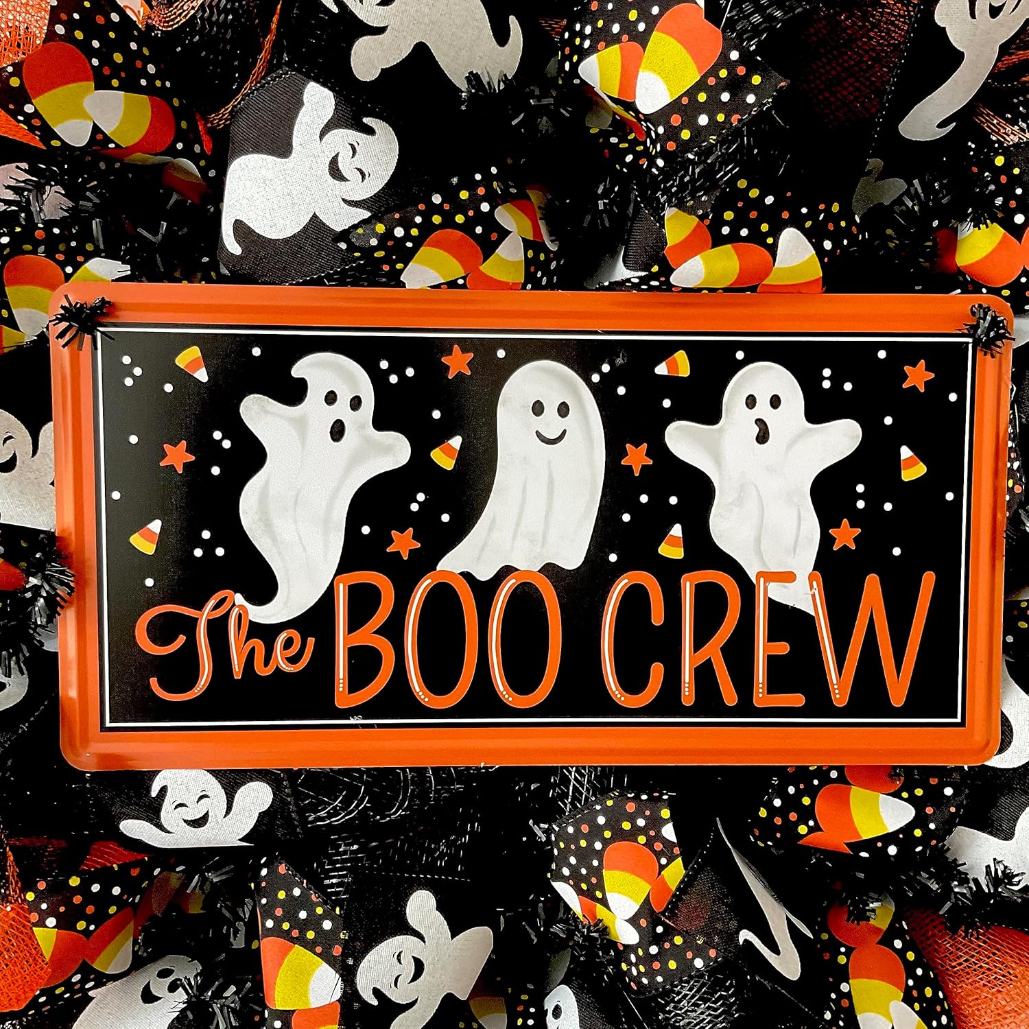 Boo Crew Halloween Wreath with Ghosts Handmade Decor