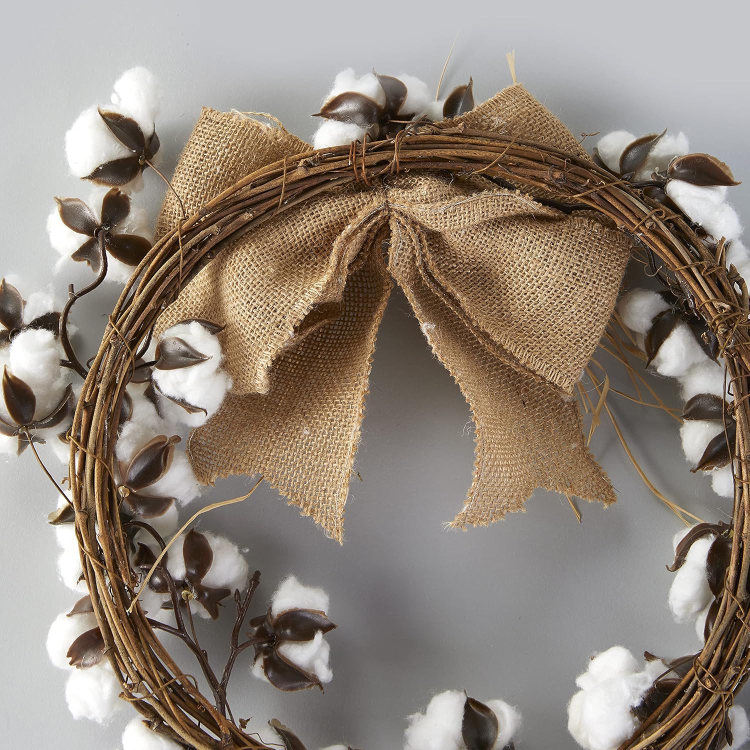 Country Cotton Boll Wreath for Winter Decor