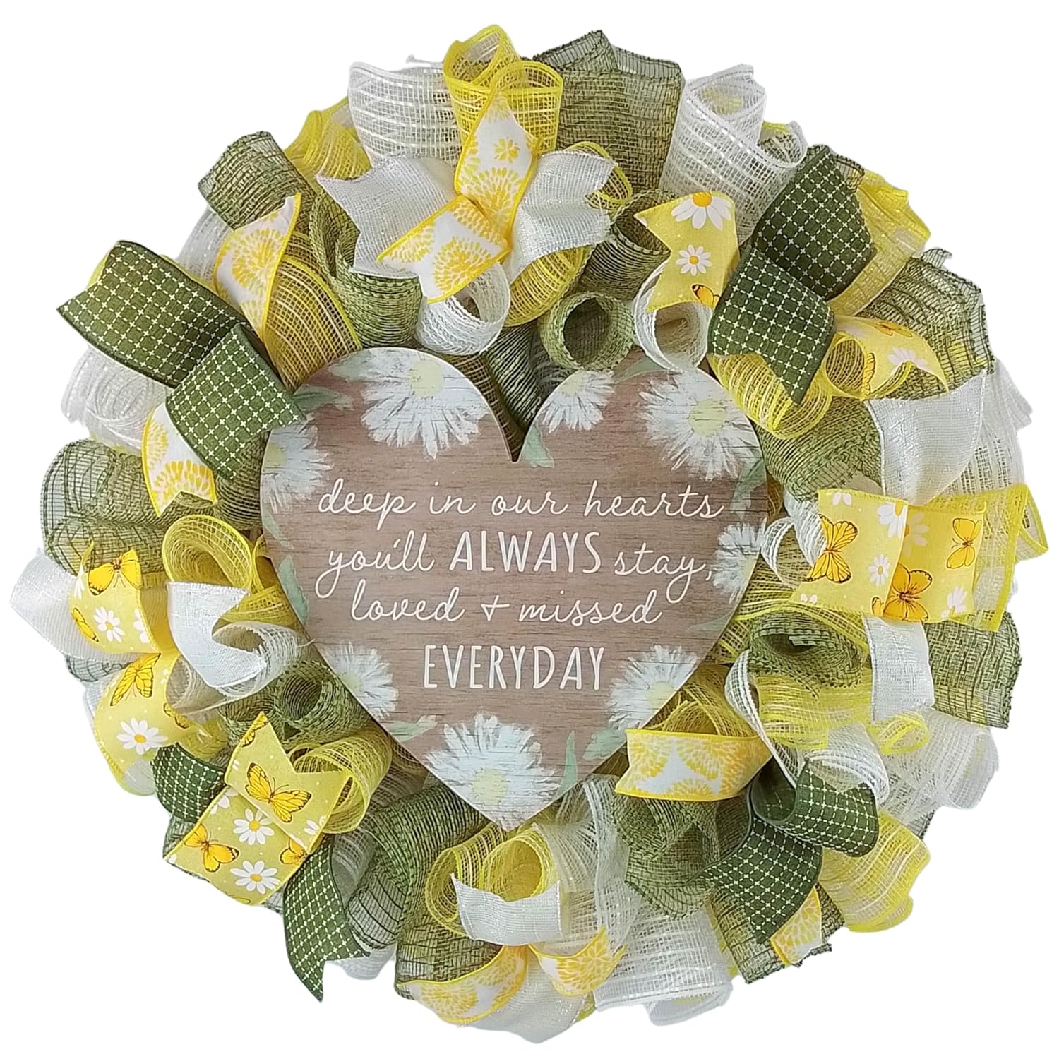 Memorial Wreath Door Hanger with Removable Heart Sign