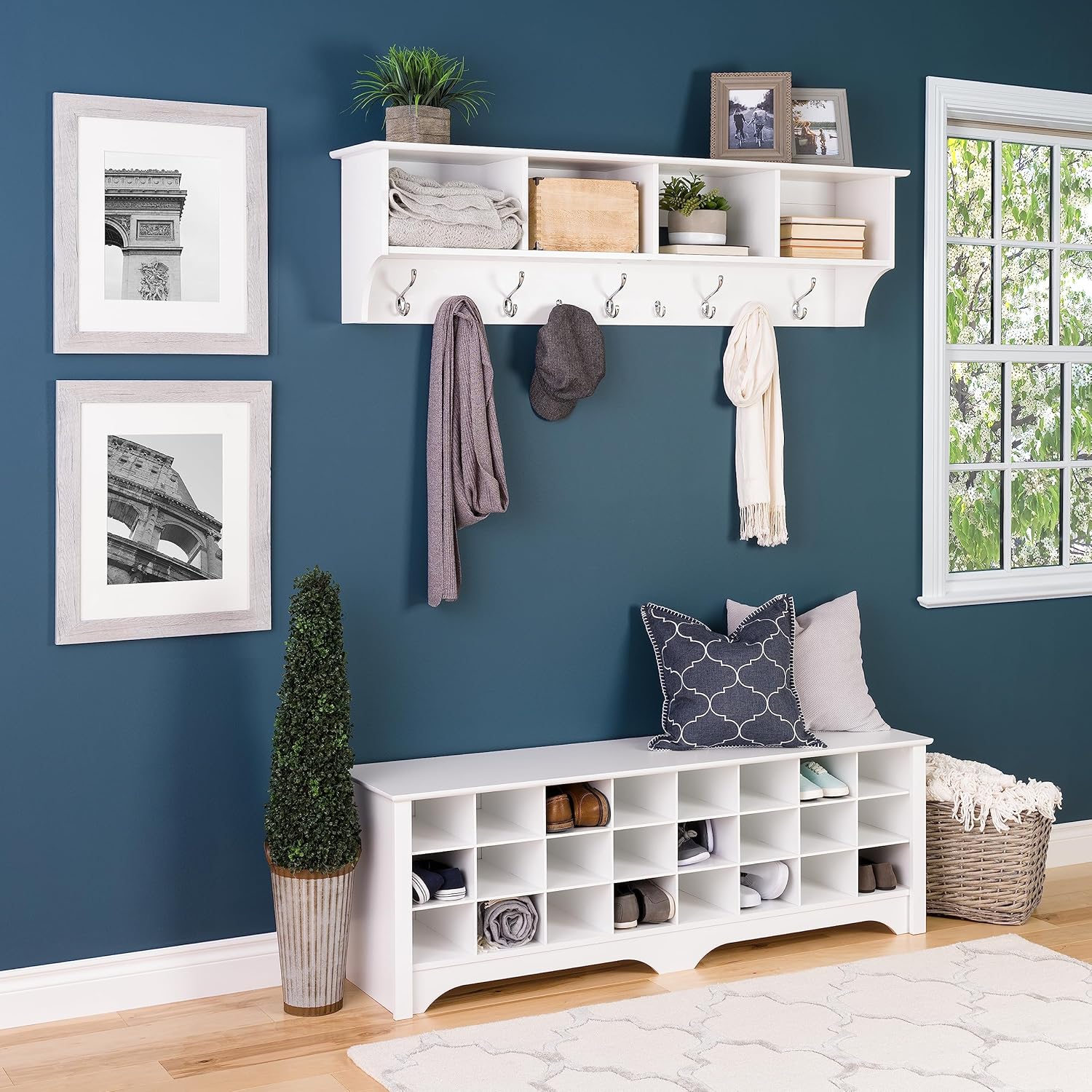 Prepac 60 Inch White Floating Coat Rack