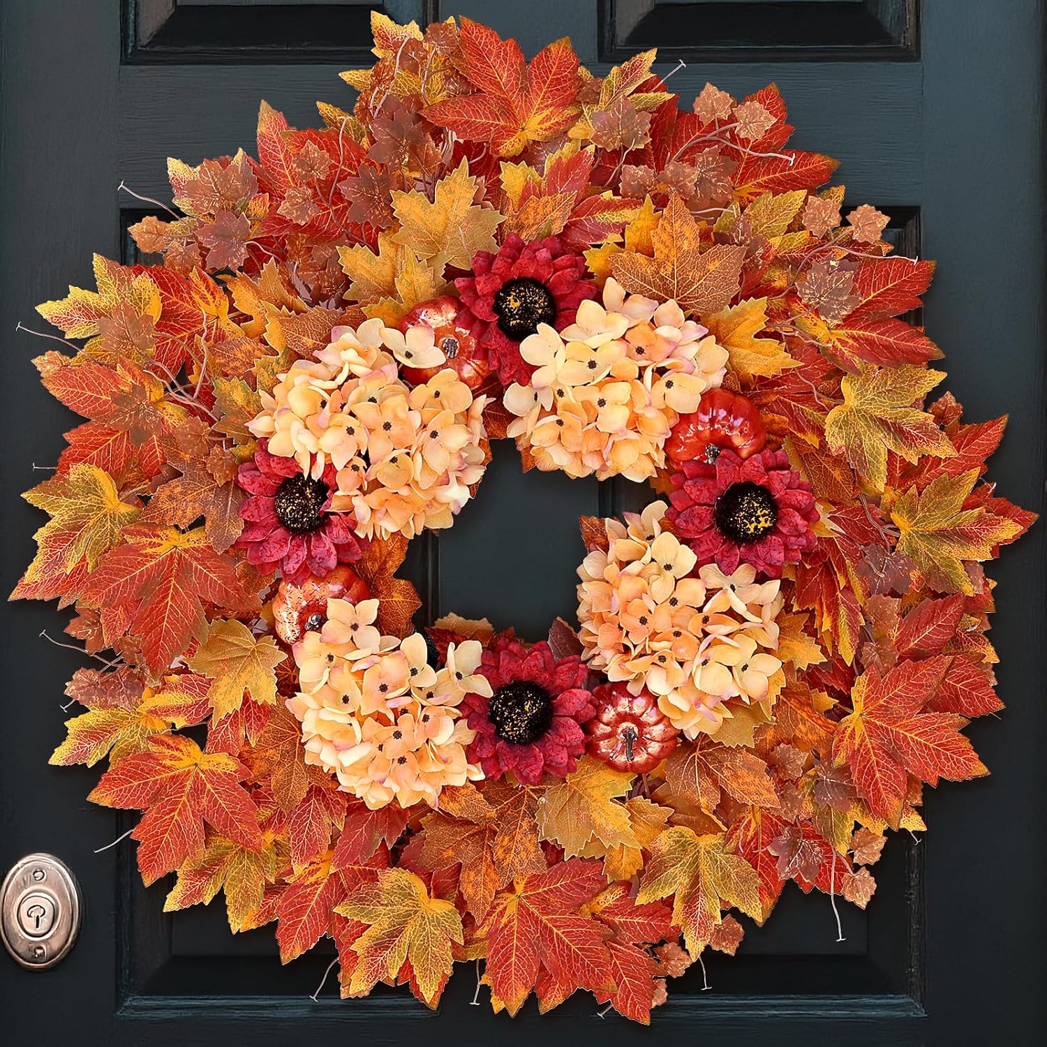 28 Inch Large Fall Wreath for Front Door Porch Window