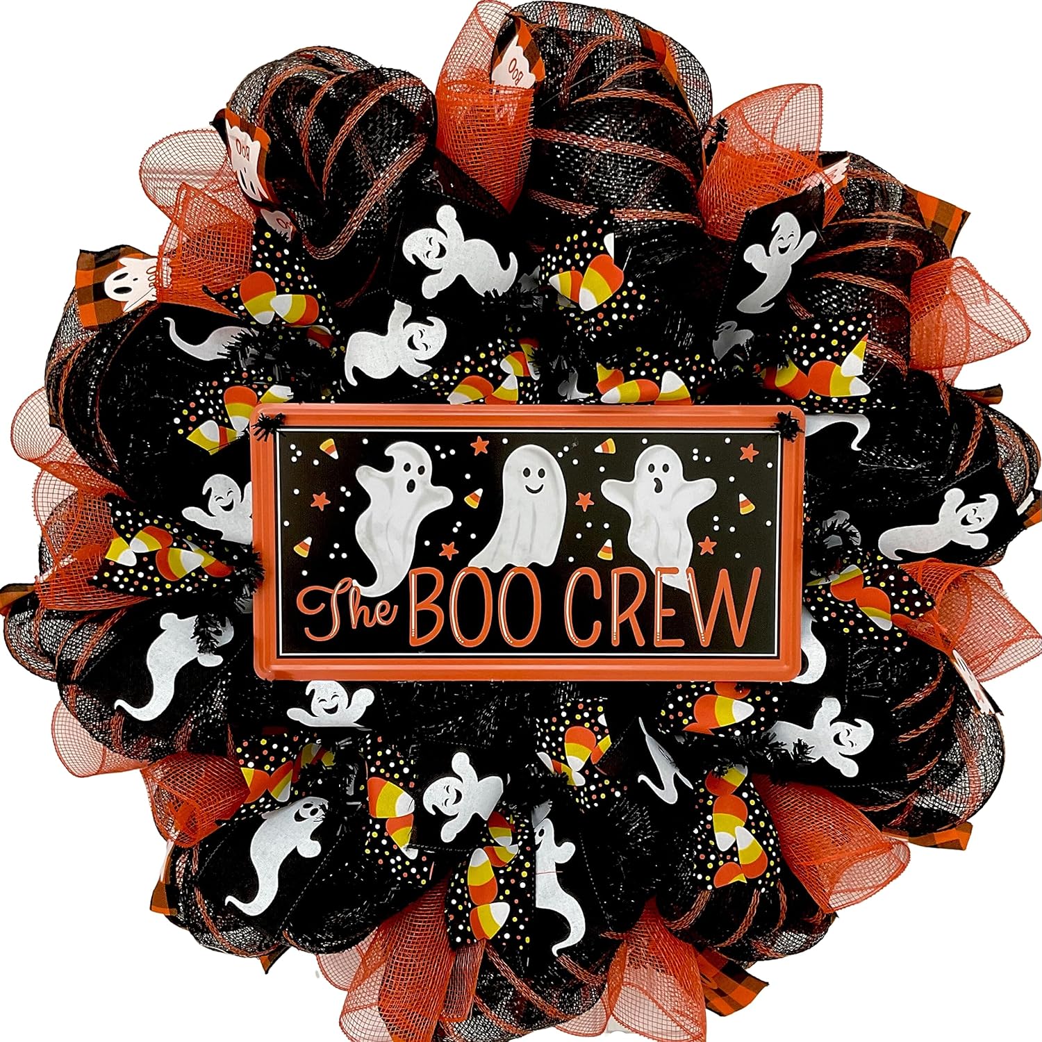 Boo Crew Halloween Wreath with Ghosts Handmade Decor