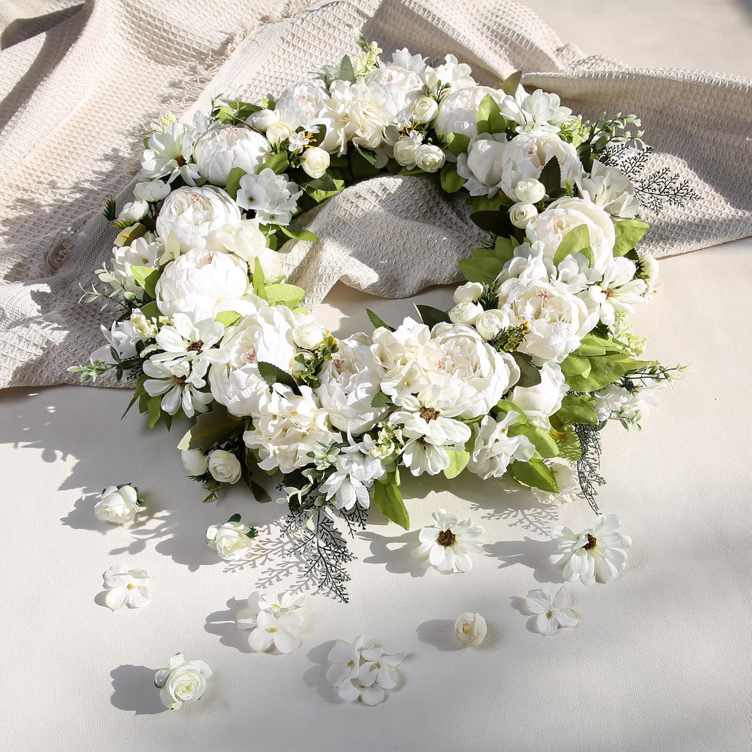 EZsenses Peony Wreath 23 Inch Front Door Decor