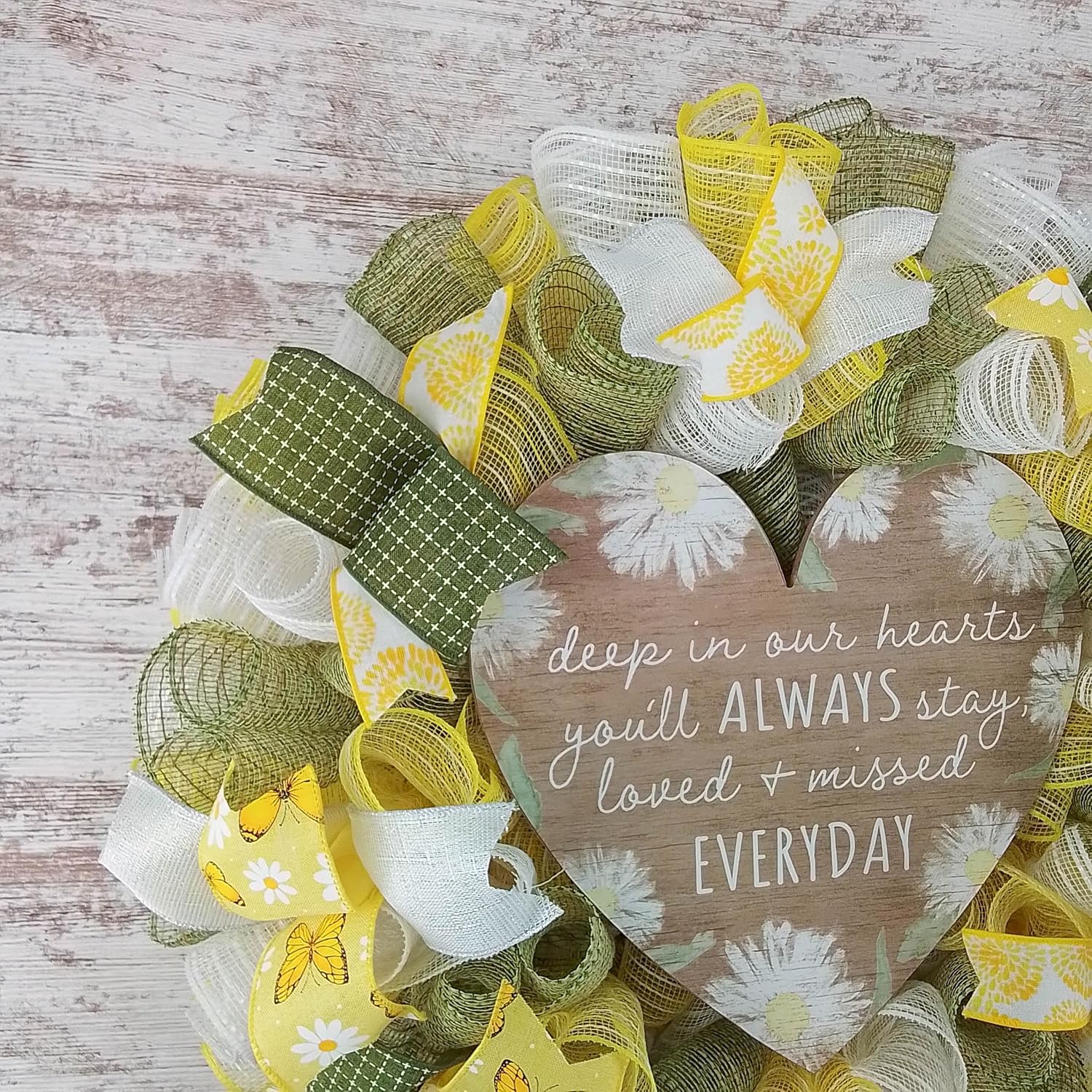 Memorial Wreath Door Hanger with Removable Heart Sign