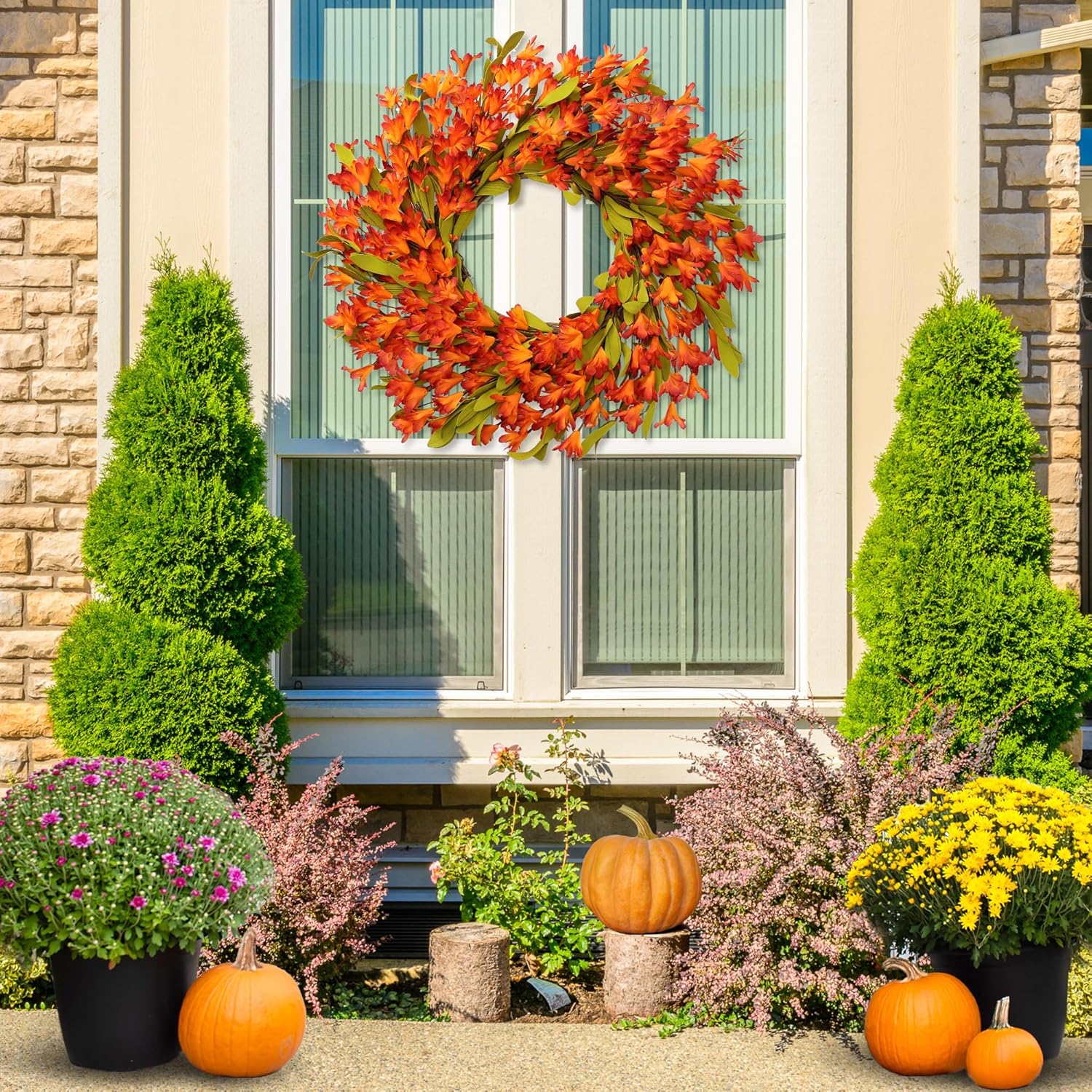 Sggvecsy Artificial Fall Wreath 22 Autumn Decor