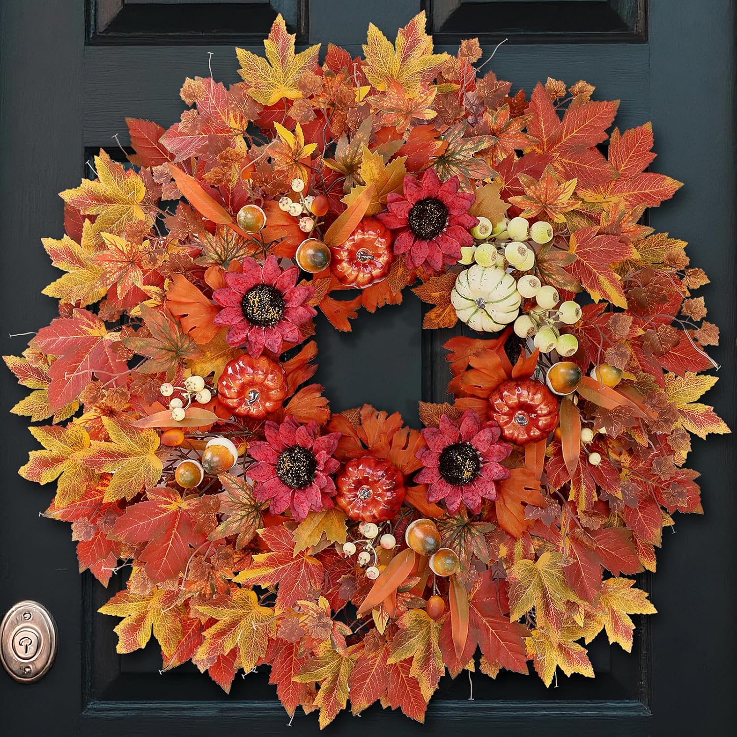 28 Inch Large Fall Wreath for Front Door Porch Window 1