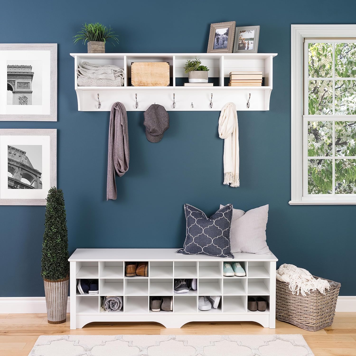 Prepac 60 Inch White Floating Coat Rack