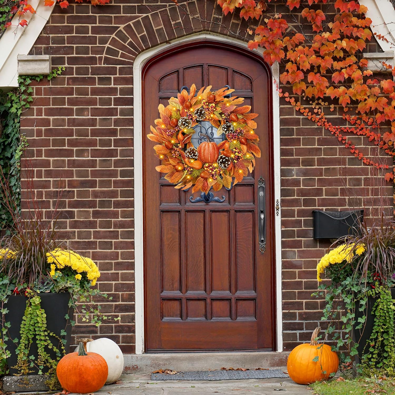 Sggvecsy 22 Inch Fall Wreath for Front Door and Wall Decor