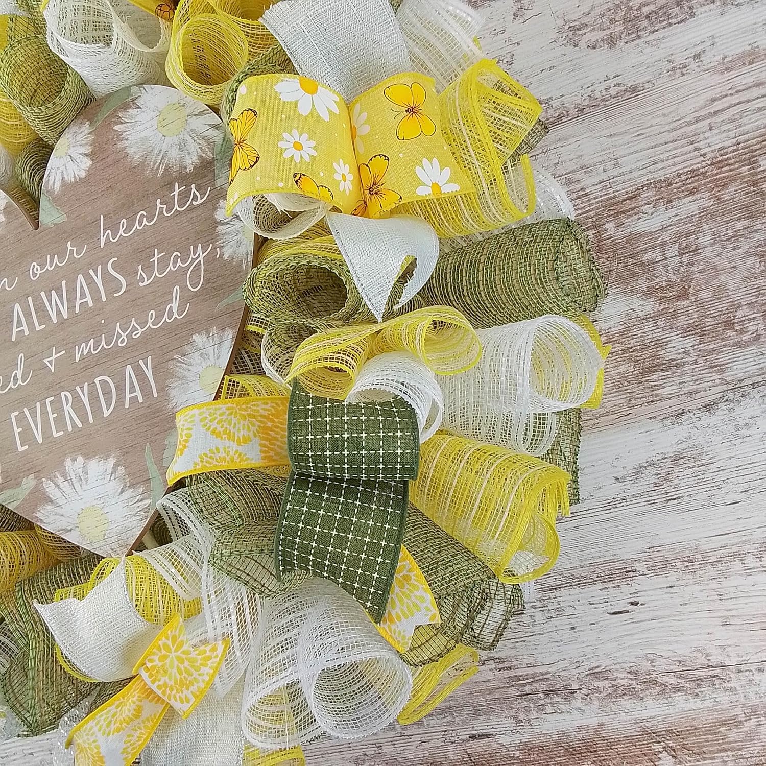 Memorial Wreath Door Hanger with Removable Heart Sign