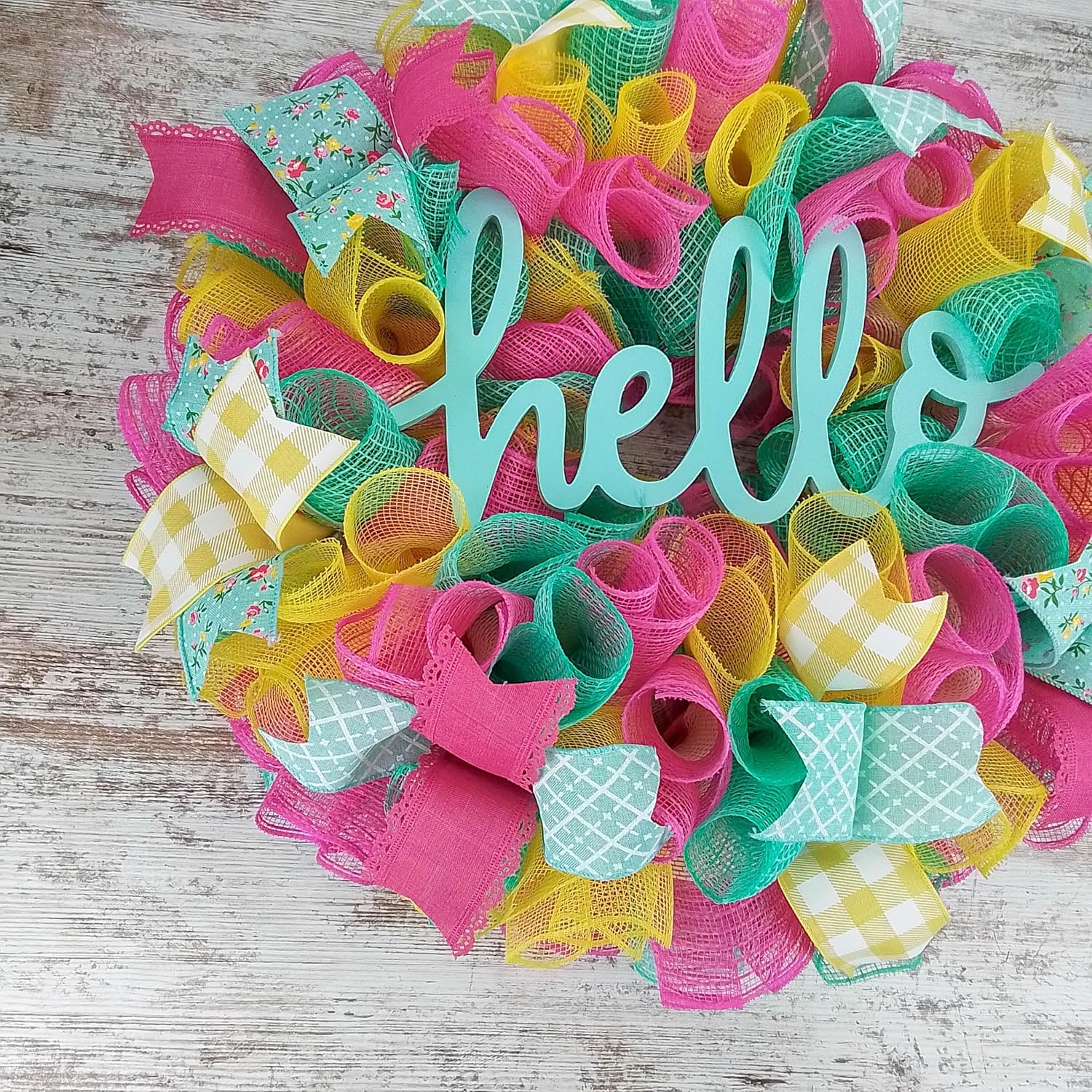 Colorful Deco Mesh Wreath for Doors