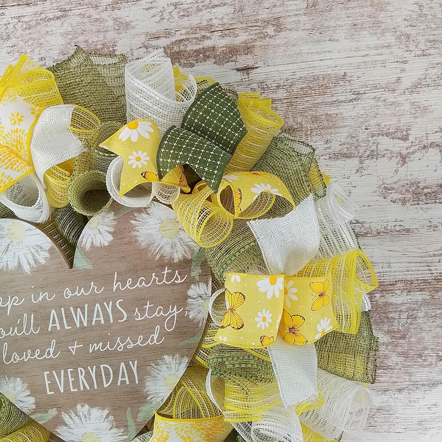 Memorial Wreath Door Hanger with Removable Heart Sign