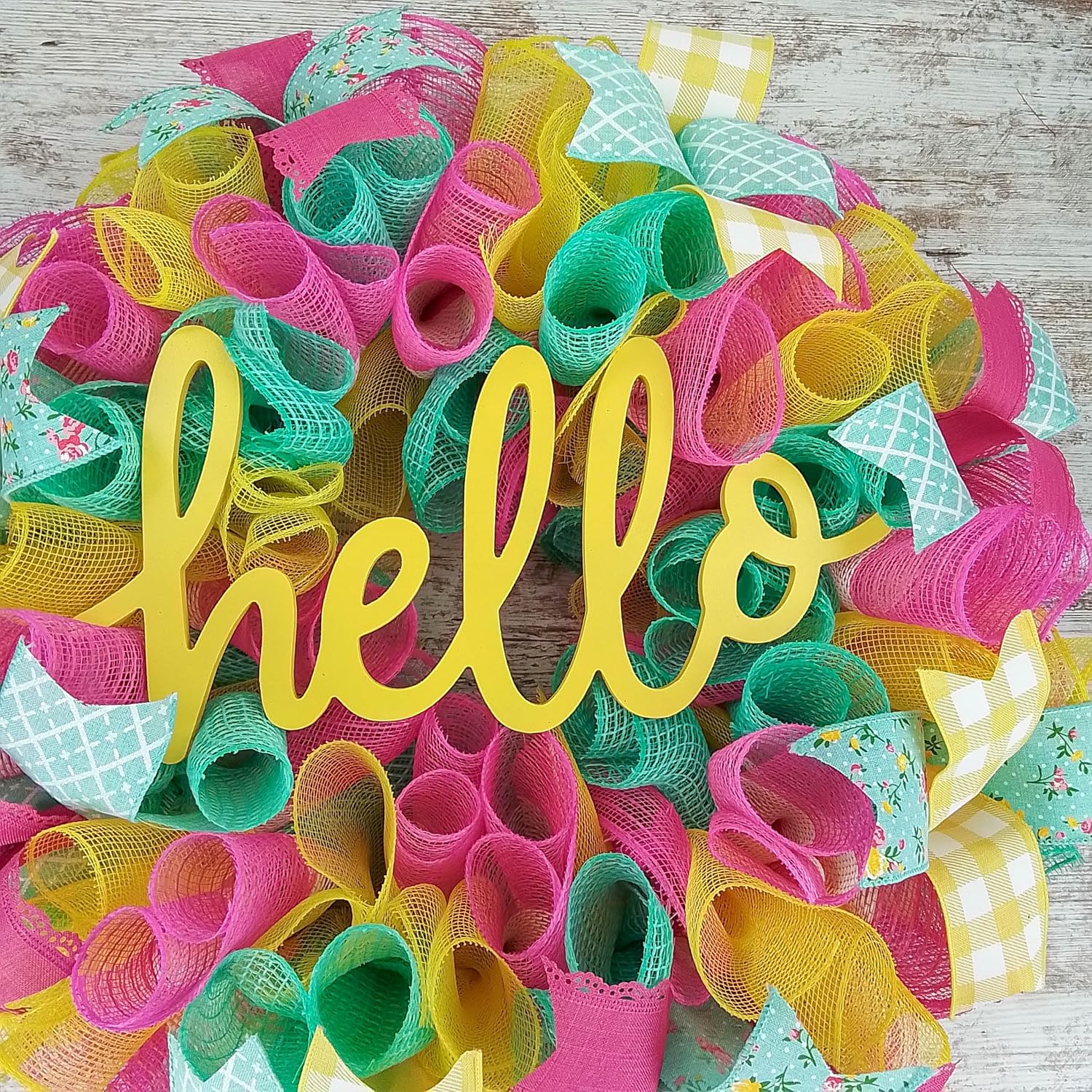Colorful Deco Mesh Wreath for Doors