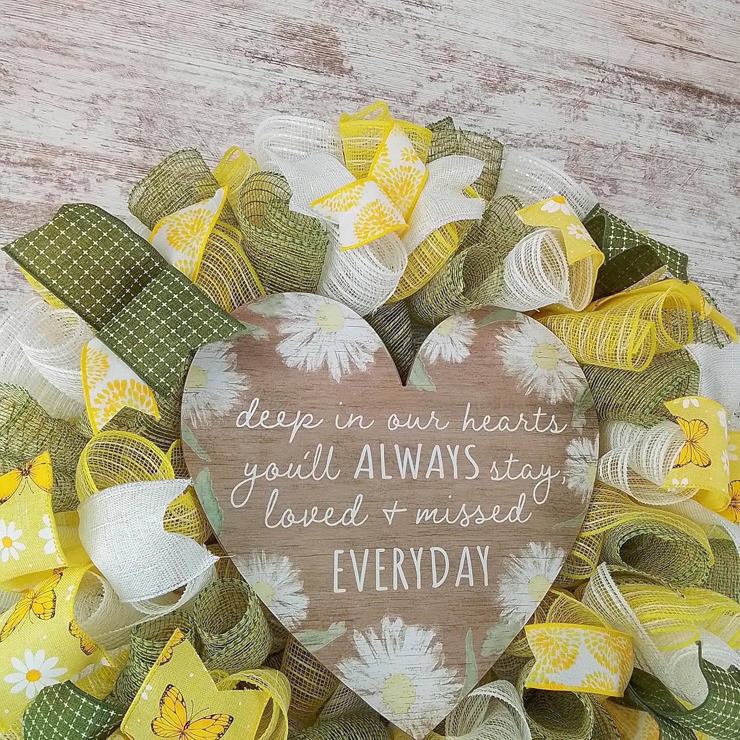 Memorial Wreath Door Hanger with Removable Heart Sign