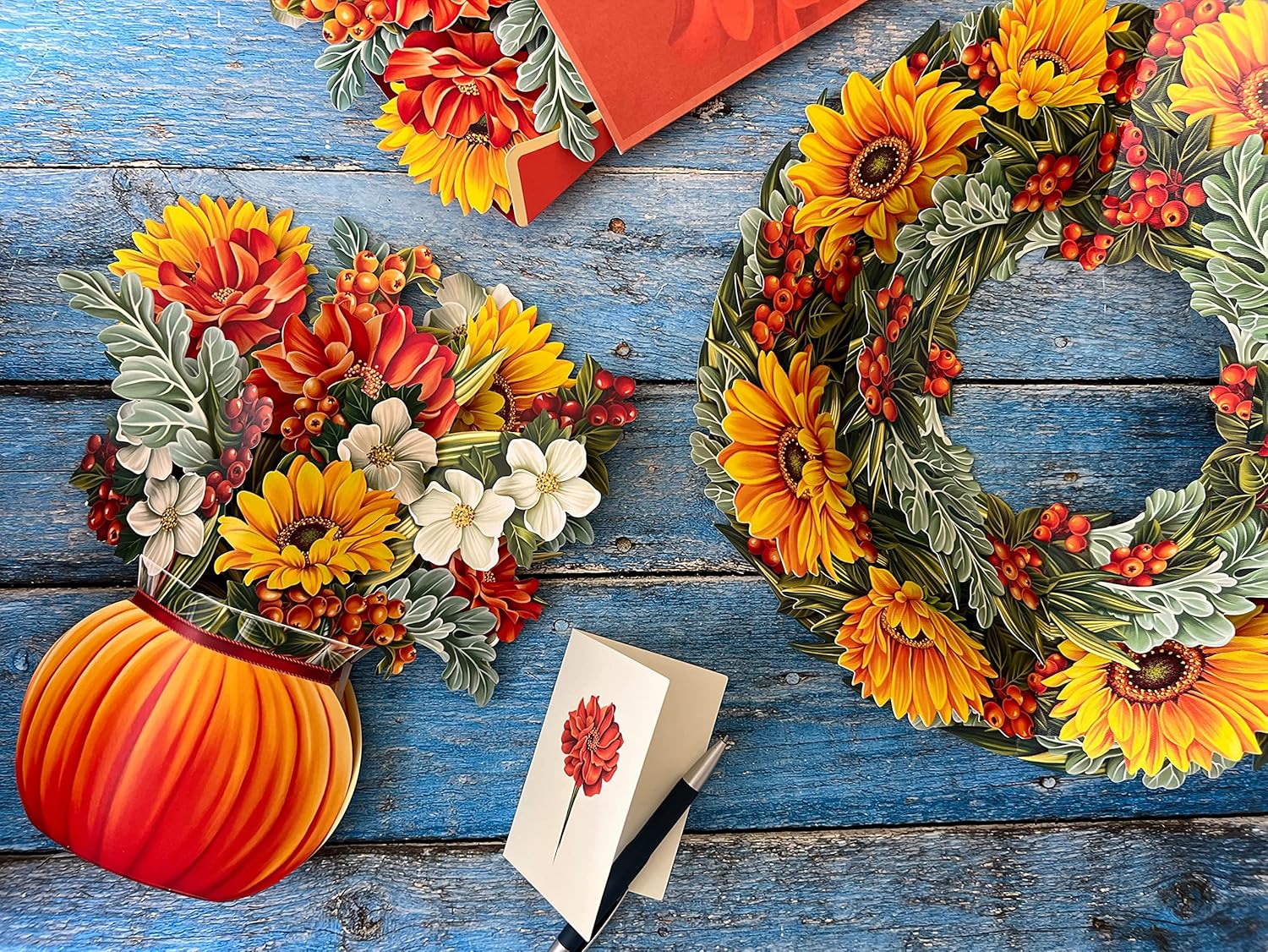Freshcut Paper Sunflower Wreath 15 Inch 3D Pop Up Card