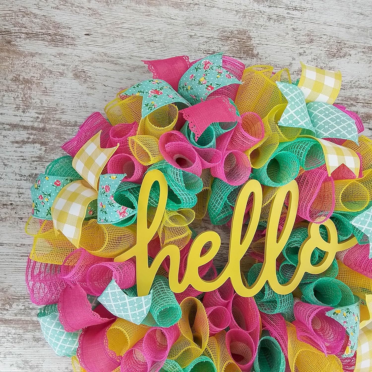 Colorful Deco Mesh Wreath for Doors