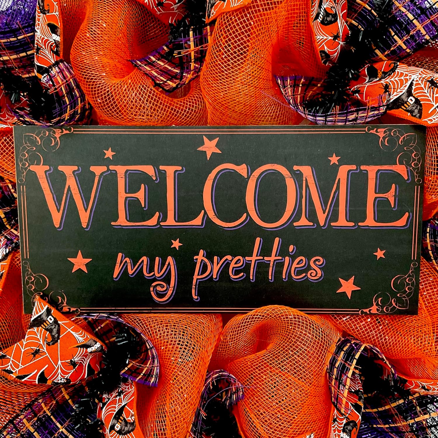 Welcome My Pretties Halloween Witch Wreath